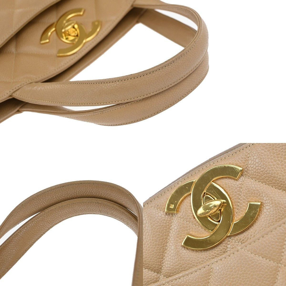 Chanel Chanel Vintage CC Lock Pocket Tote Quilted Caviar Size ONE SIZE - 10 Thumbnail