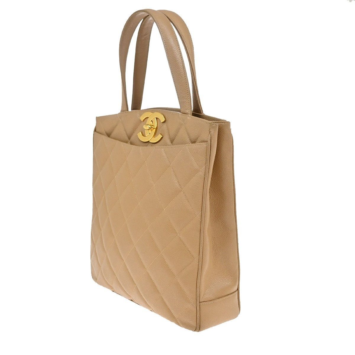 Chanel Chanel Vintage CC Lock Pocket Tote Quilted Caviar Size ONE SIZE - 3 Thumbnail