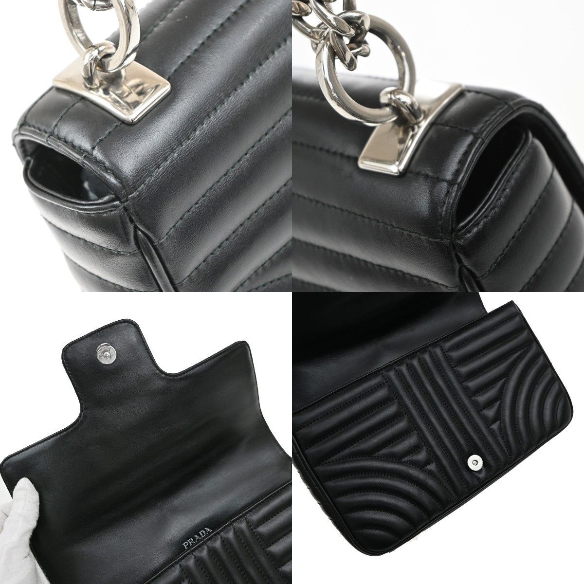 Prada Prada Chain Flap Shoulder Bag Diagramme Quilted Leather Size ONE SIZE - 10 Thumbnail