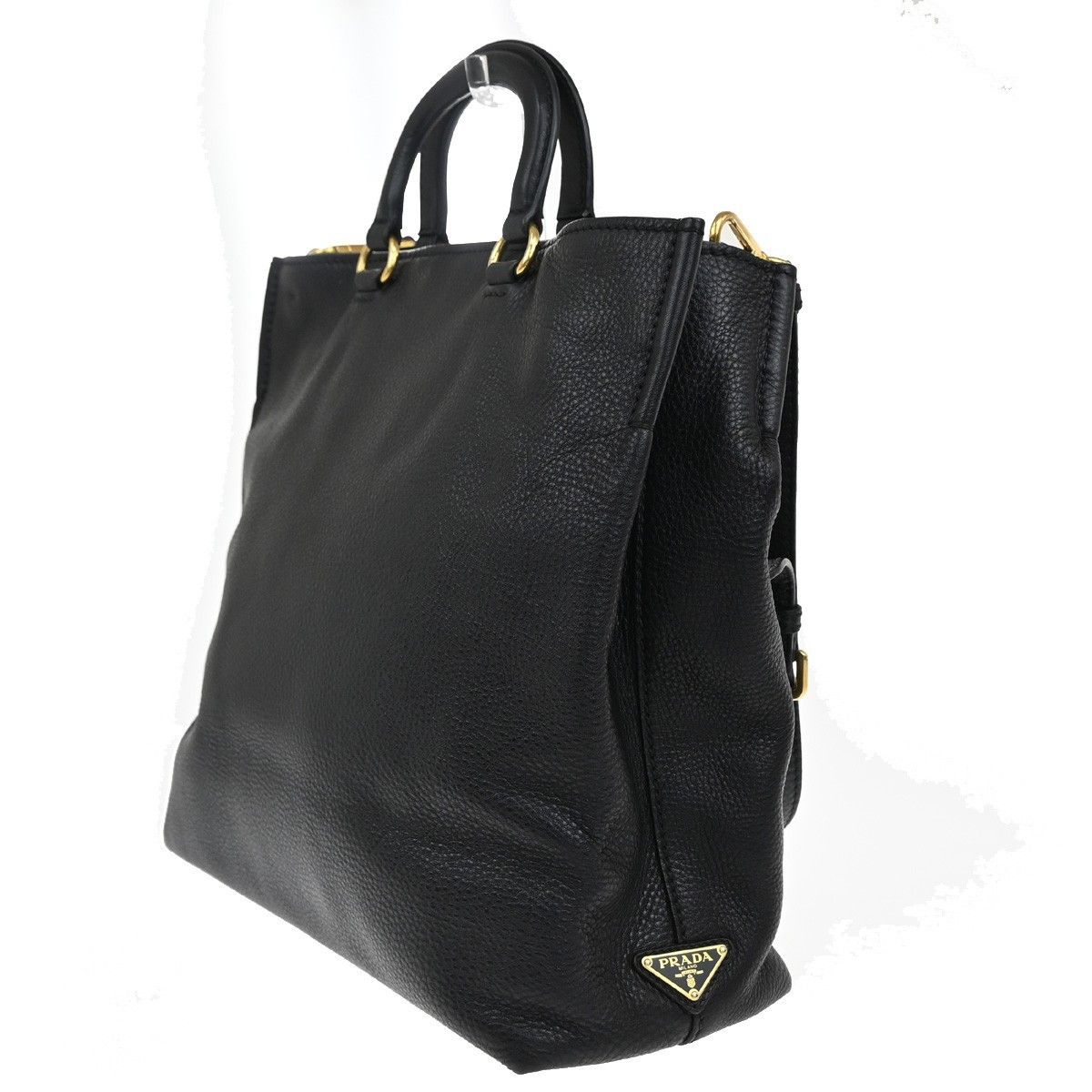 Prada Prada Embossed Logo Convertible Open Tote Vitello Daino Size ONE SIZE - 4 Thumbnail