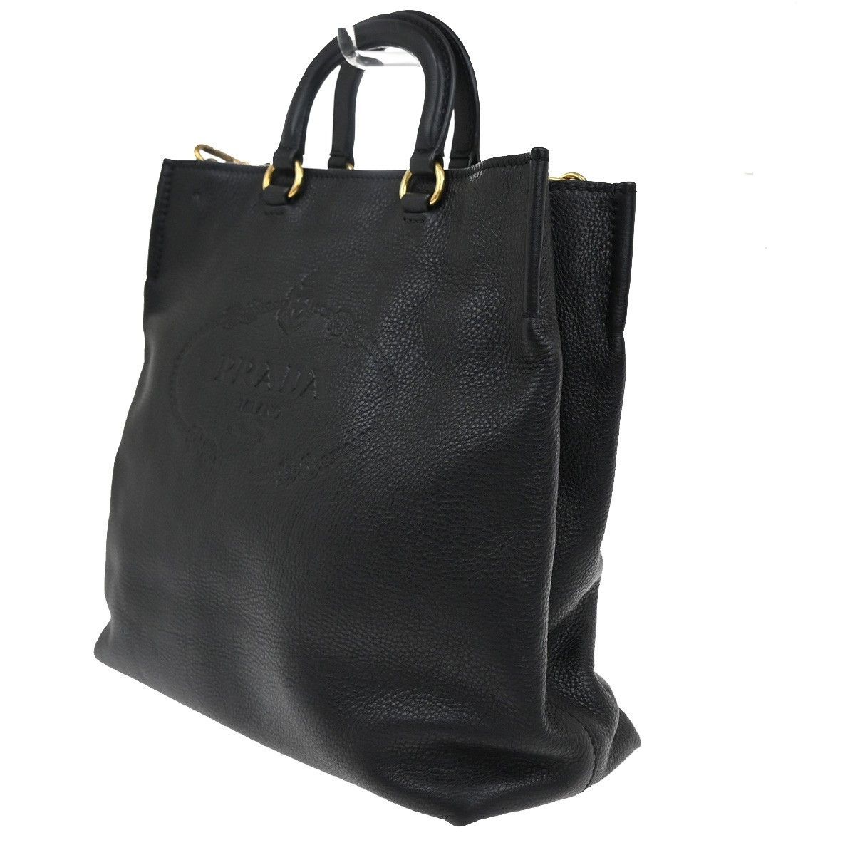 Prada Prada Embossed Logo Convertible Open Tote Vitello Daino Size ONE SIZE - 3 Thumbnail