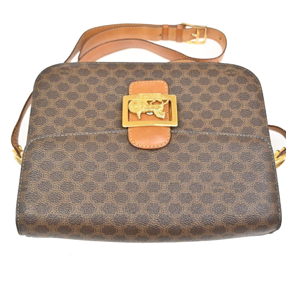 Celine Celine Vintage Horse Carriage Macadam Shoulder Bag Canvas Size ONE SIZE - 10 Thumbnail