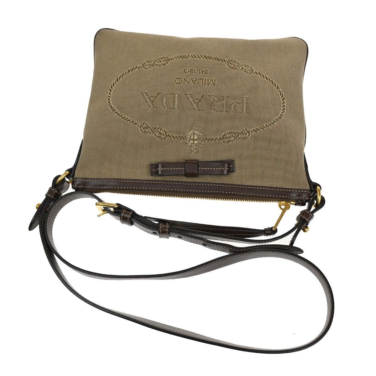 Prada Prada Logo Double Zip Crossbody Bag Canvas Size ONE SIZE - 8 Thumbnail