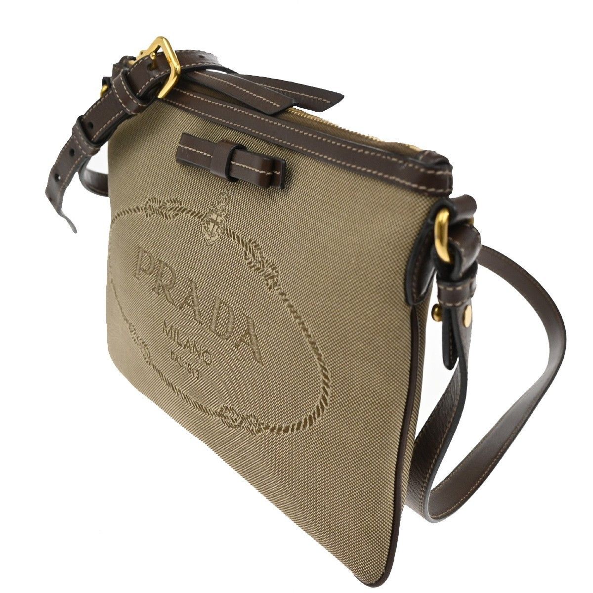 Prada Prada Logo Double Zip Crossbody Bag Canvas Size ONE SIZE - 3 Thumbnail