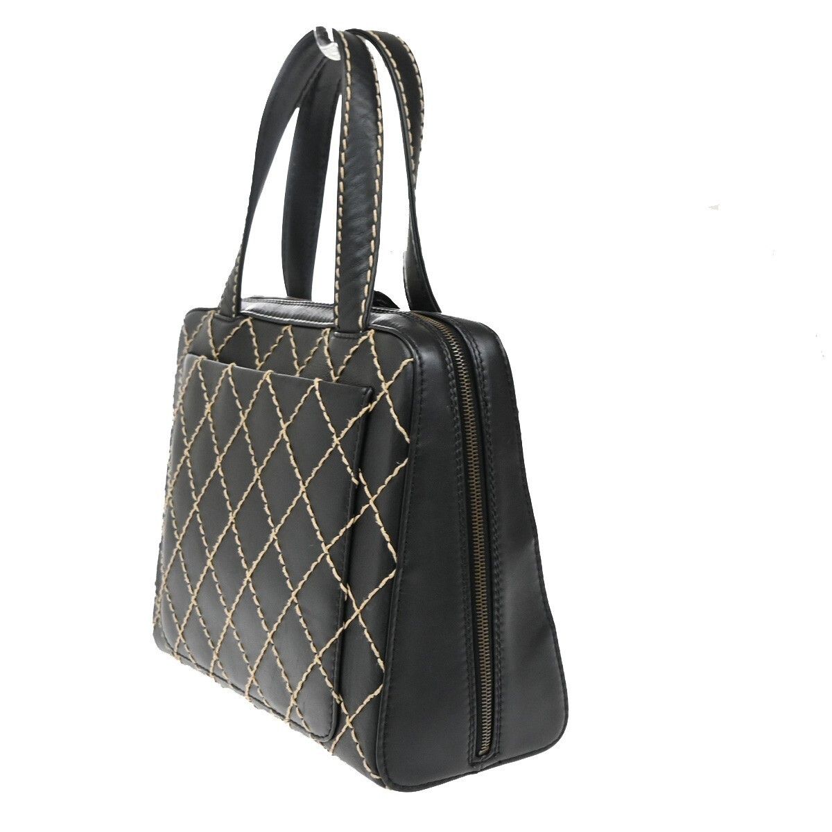Chanel Chanel Surpique Zip Around Satchel Quilted Leather Size ONE SIZE - 4 Thumbnail