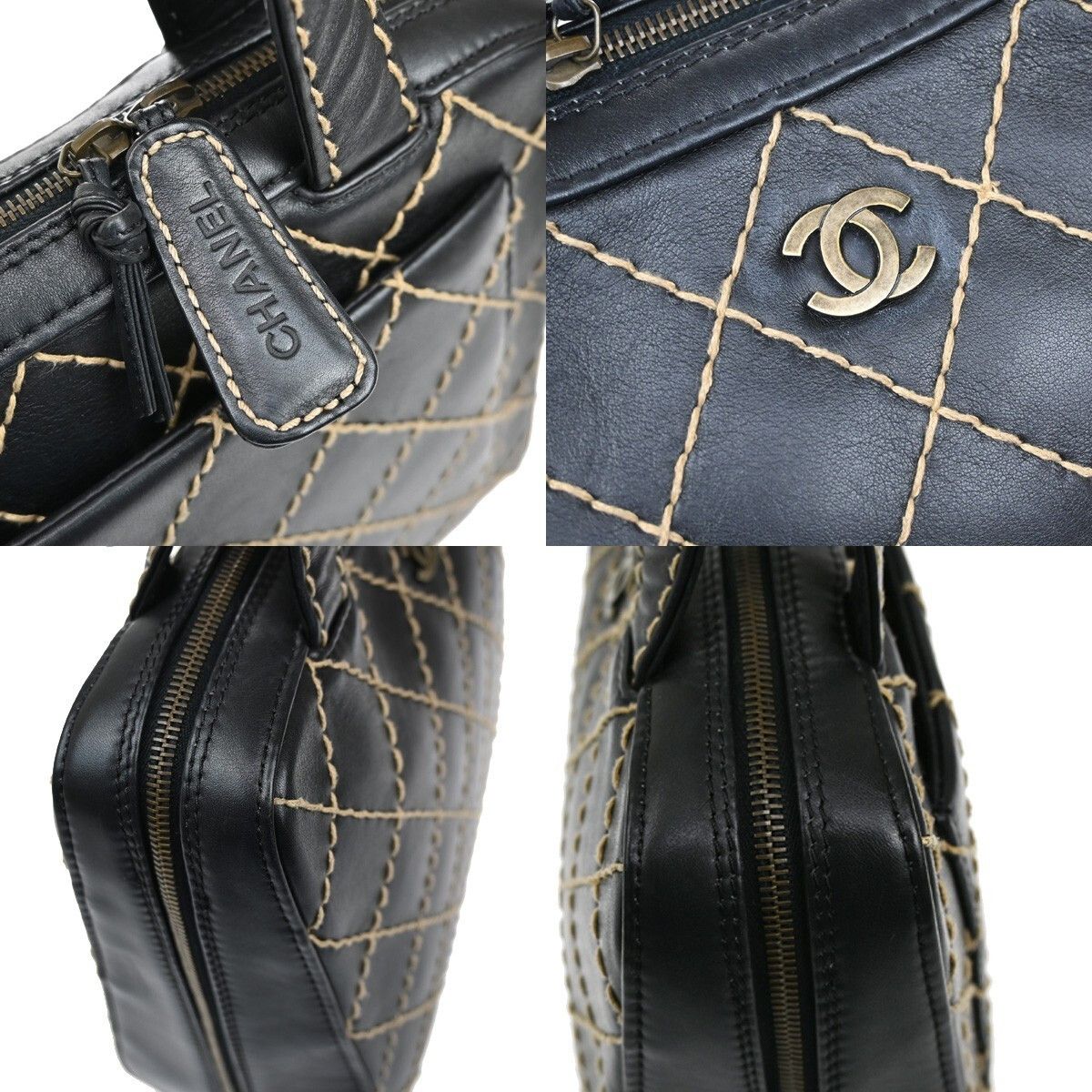 Chanel Chanel Surpique Zip Around Satchel Quilted Leather Size ONE SIZE - 11 Thumbnail