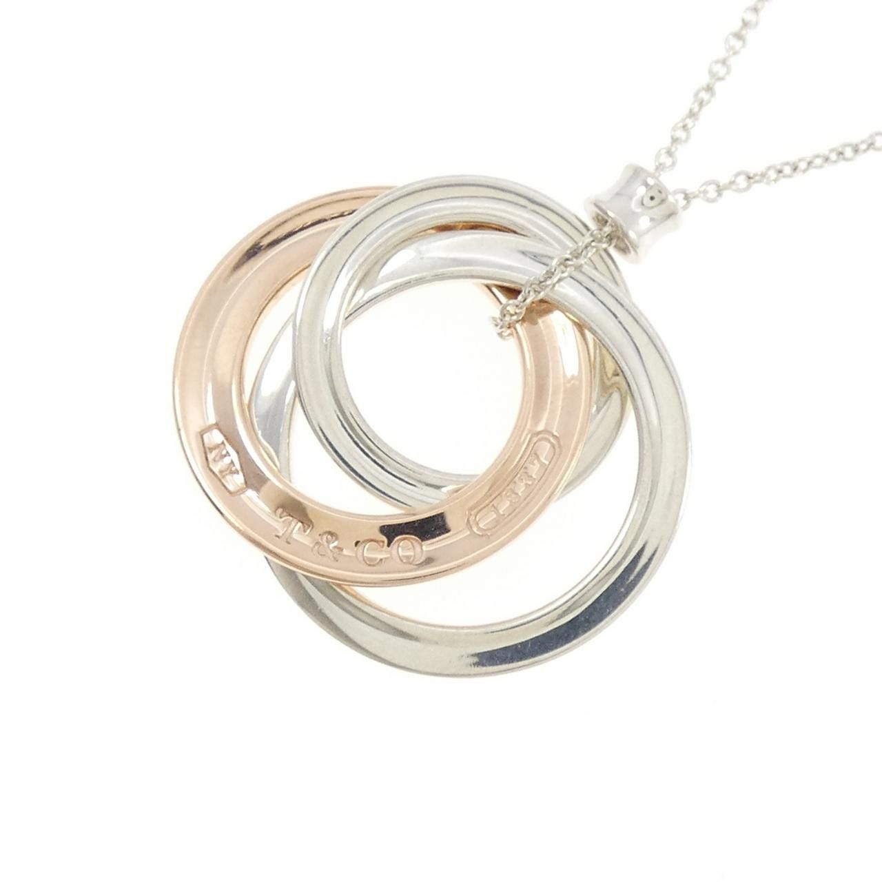 Tiffany & Co. Tiffany 1837 Interlocking Circle 925 Silver Rubedo Necklace Metal Necklace DUTY FREE for USA