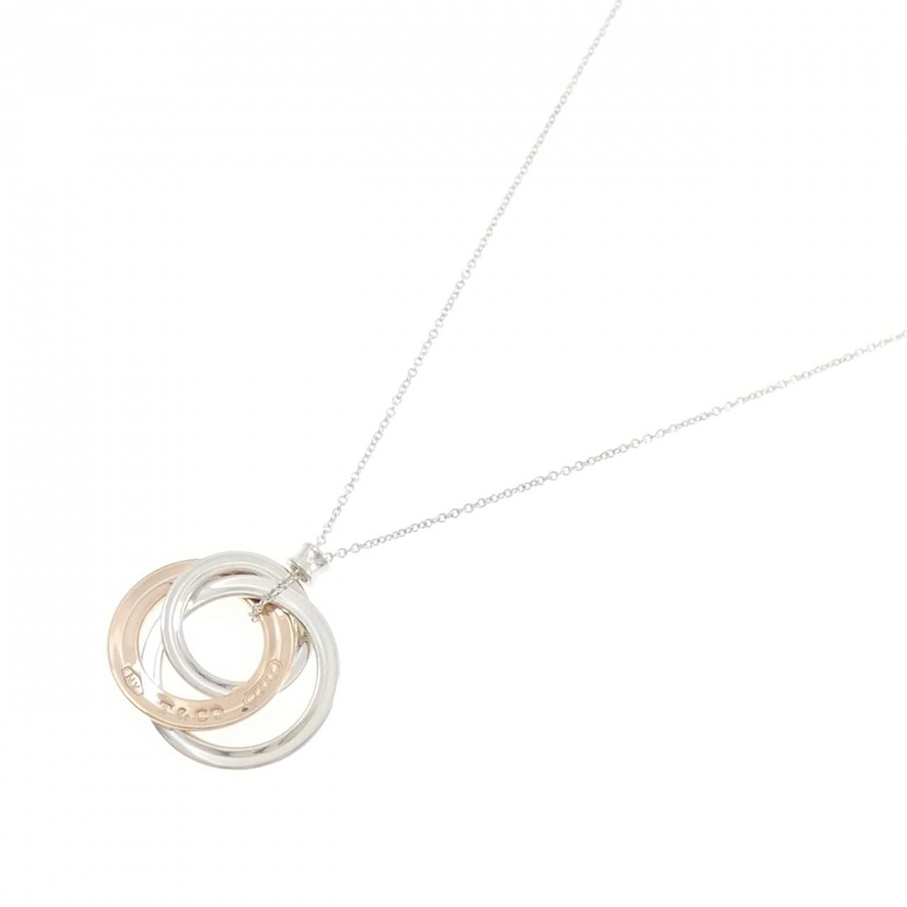 Tiffany & Co. Tiffany 1837 Interlocking Circle 925 Silver Rubedo Necklace Metal Necklace DUTY FREE for USA