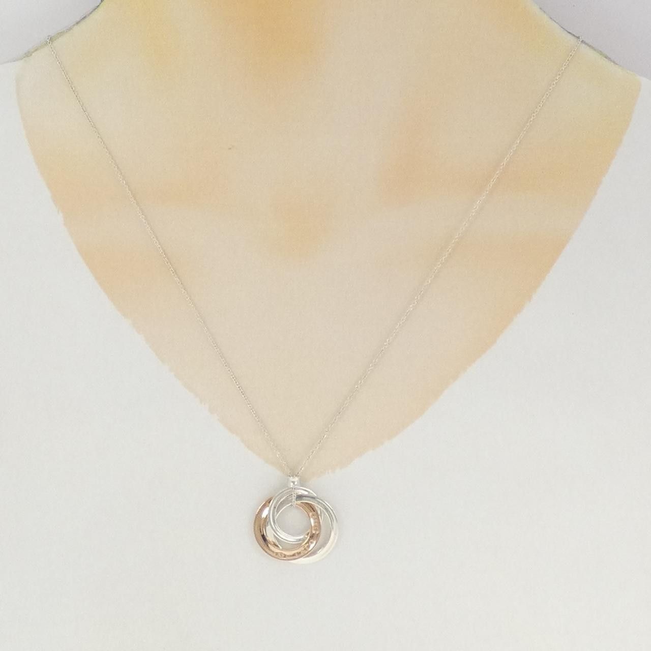 Tiffany & Co. Tiffany 1837 Interlocking Circle 925 Silver Rubedo Necklace Metal Necklace DUTY FREE for USA