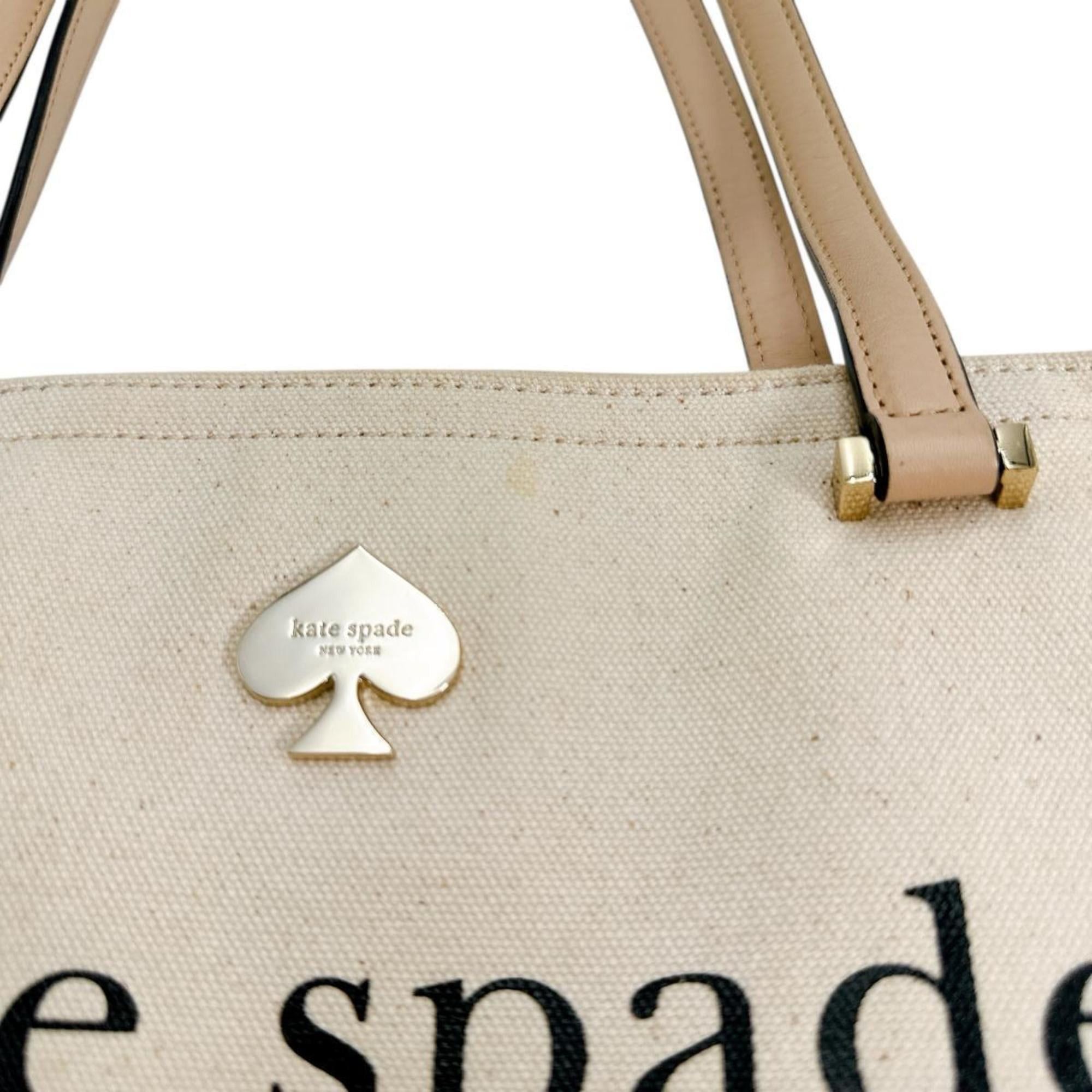 Kate Spade Kate Spade Big Logo Canvas Tote Bag PXRU6572 108 Beige Size ONE SIZE - 9 Thumbnail