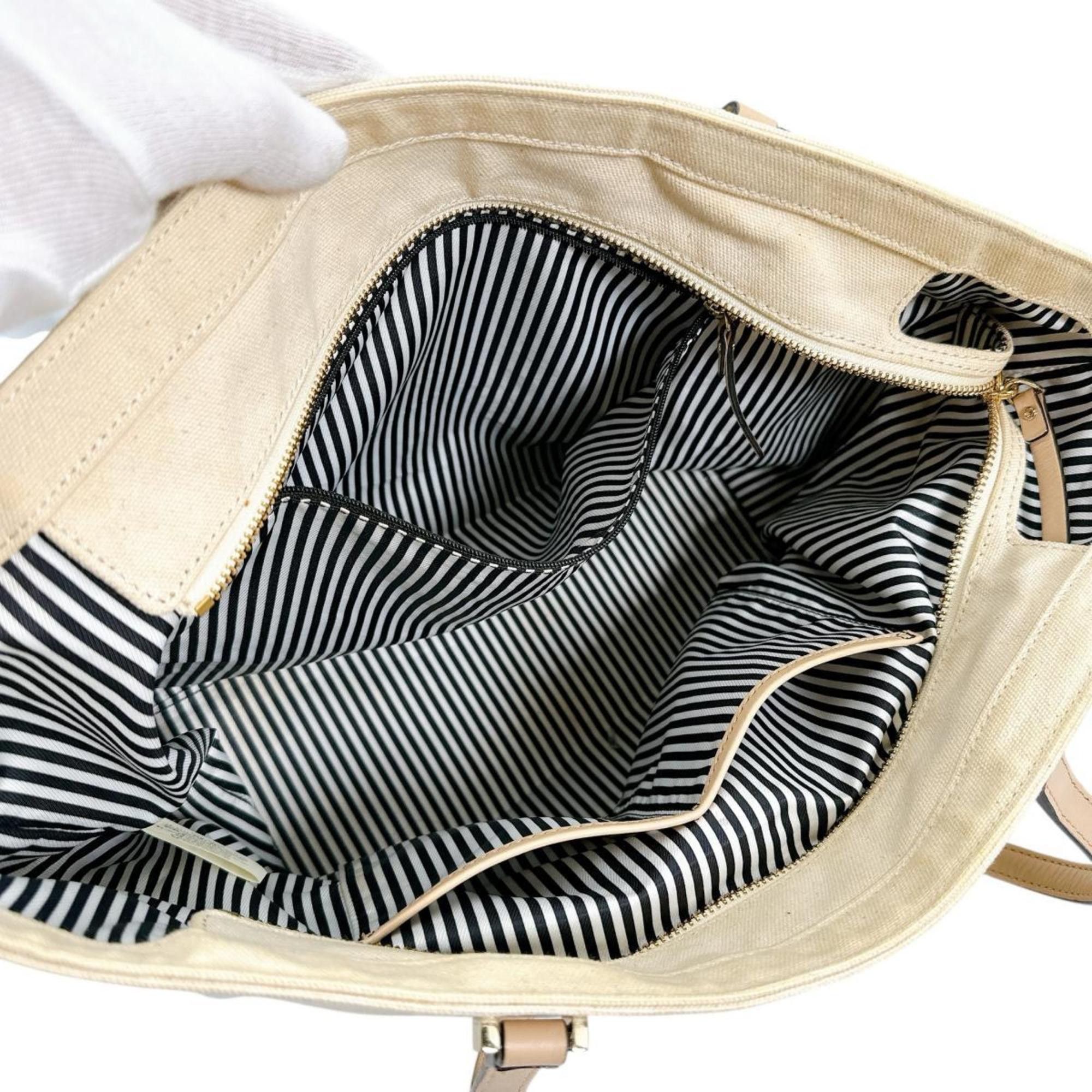 Kate Spade Kate Spade Big Logo Canvas Tote Bag PXRU6572 108 Beige Size ONE SIZE - 17 Thumbnail