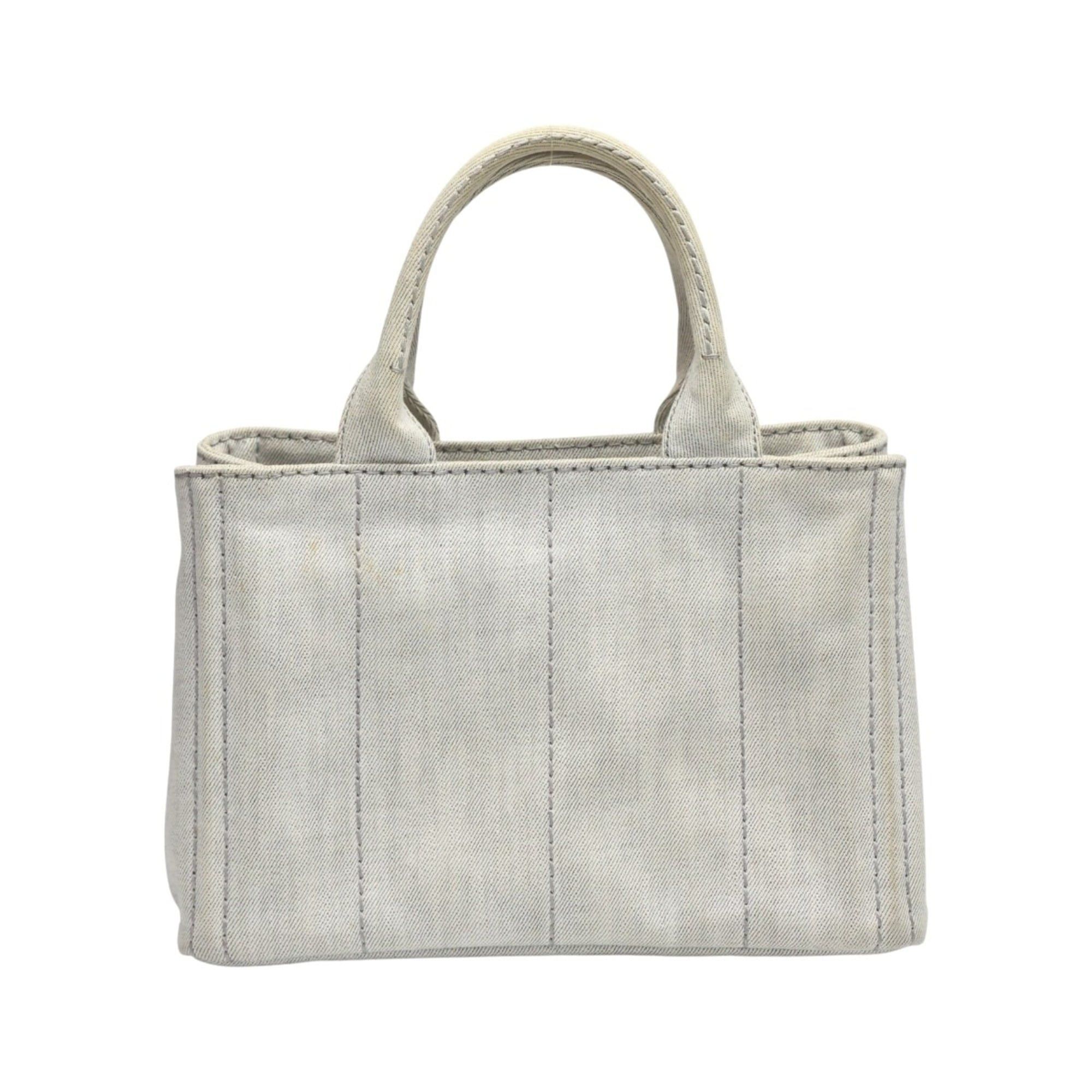 Prada Prada Canapa Tote Bag, 2-Way Canvas, Denim, 1BG439, Bianco Size ONE SIZE - 3 Thumbnail