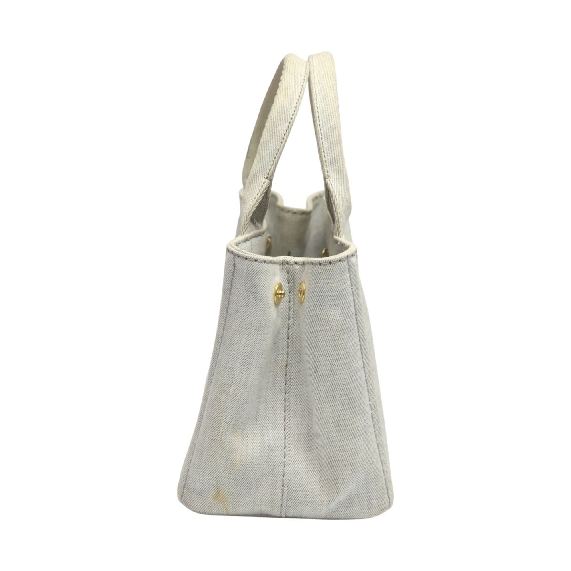 Prada Prada Canapa Tote Bag, 2-Way Canvas, Denim, 1BG439, Bianco Size ONE SIZE - 5 Thumbnail