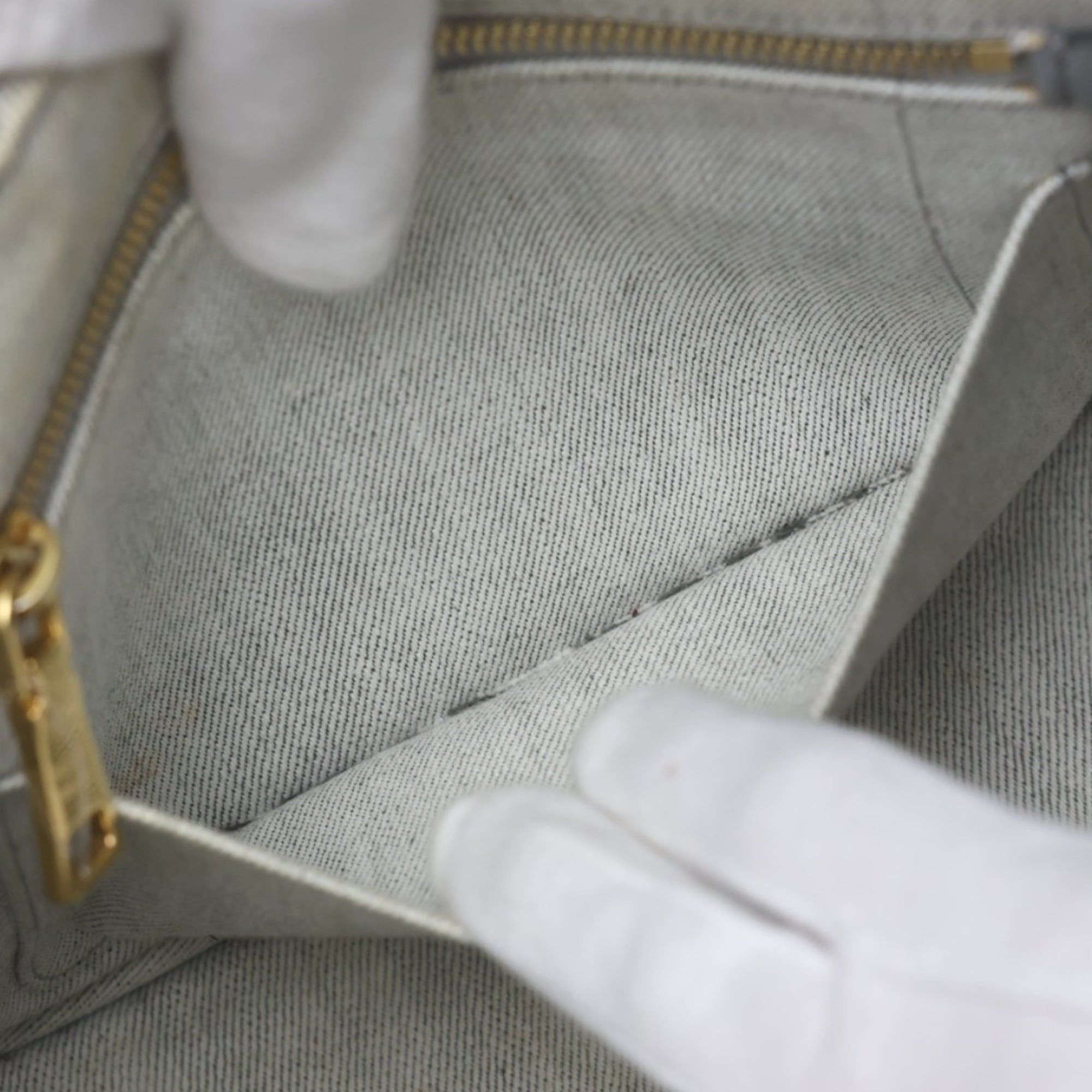 Prada Prada Canapa Tote Bag, 2-Way Canvas, Denim, 1BG439, Bianco Size ONE SIZE - 18 Thumbnail