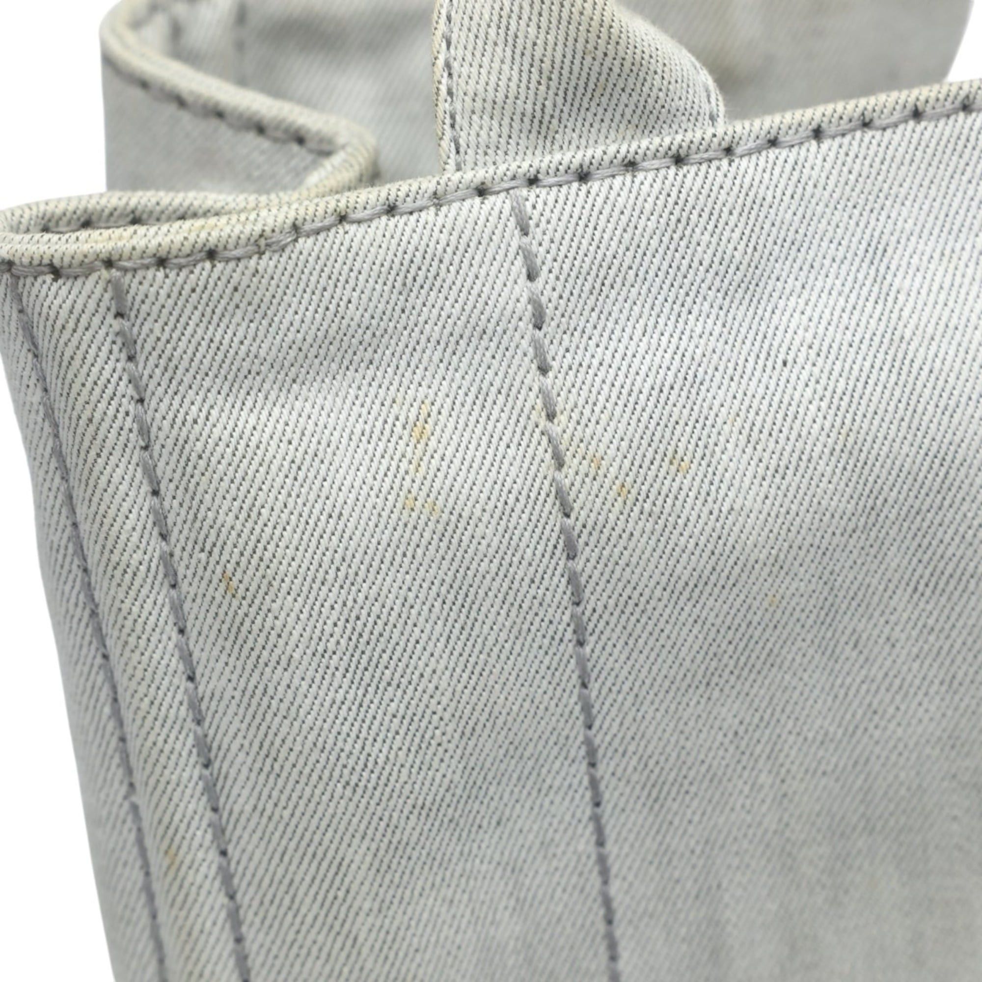 Prada Prada Canapa Tote Bag, 2-Way Canvas, Denim, 1BG439, Bianco Size ONE SIZE - 14 Thumbnail