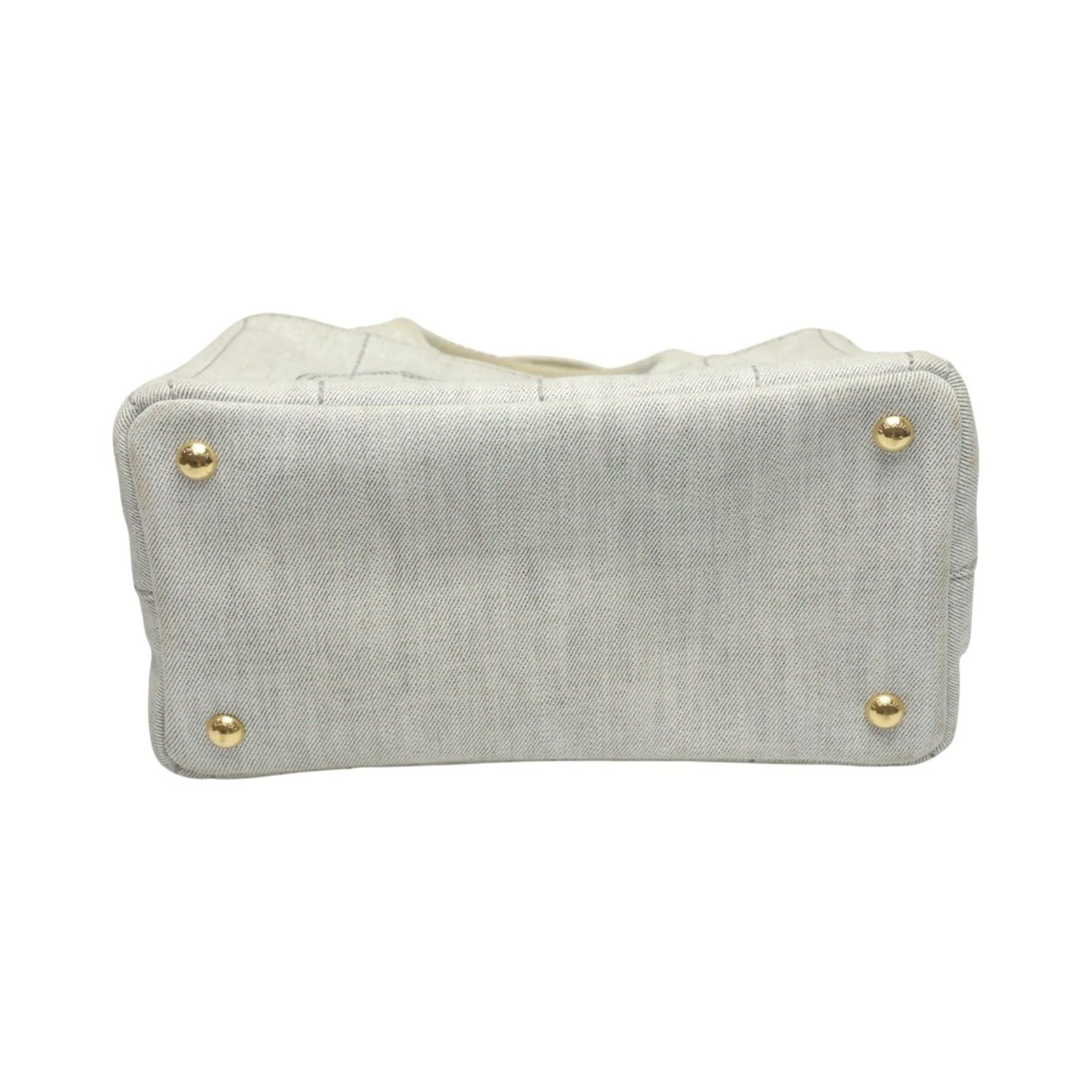 Prada Prada Canapa Tote Bag, 2-Way Canvas, Denim, 1BG439, Bianco Size ONE SIZE - 6 Thumbnail