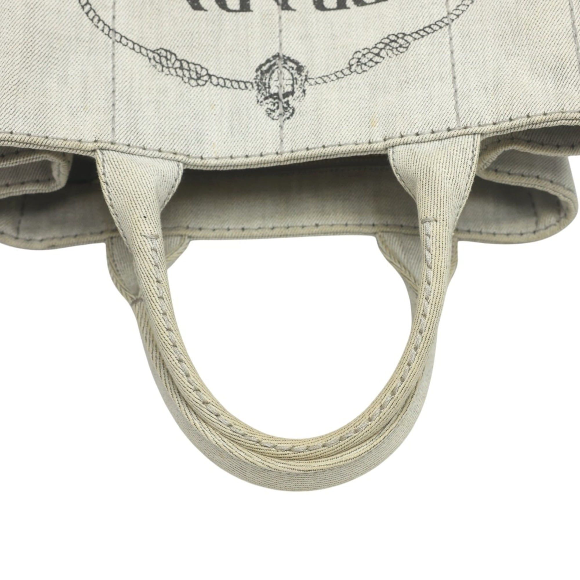 Prada Prada Canapa Tote Bag, 2-Way Canvas, Denim, 1BG439, Bianco Size ONE SIZE - 11 Thumbnail