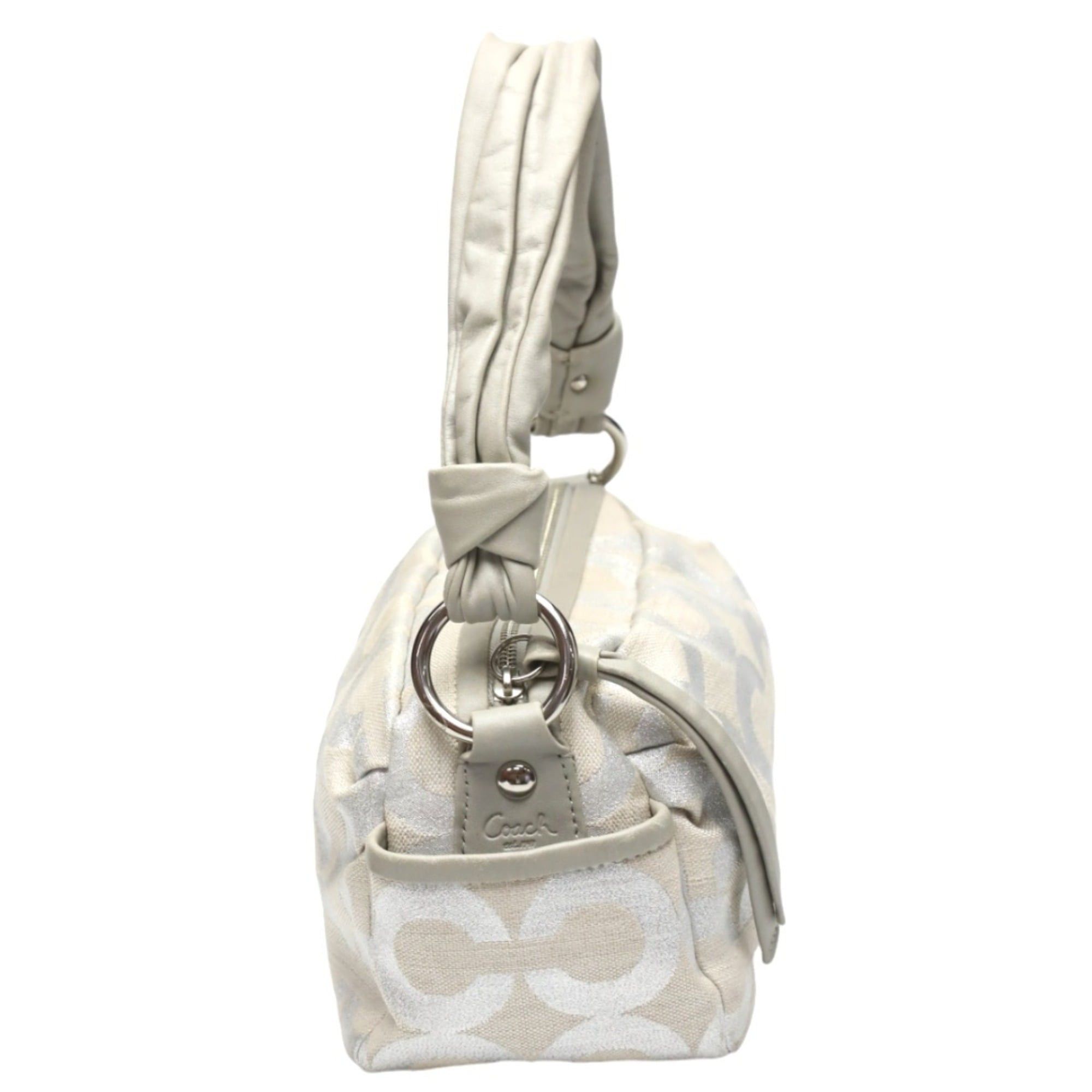 Coach Coach Op Art Glitter Leather One-Shoulder Parka Shoulder Bag 13507 Silver/Gray Size ONE SIZE - 4 Thumbnail