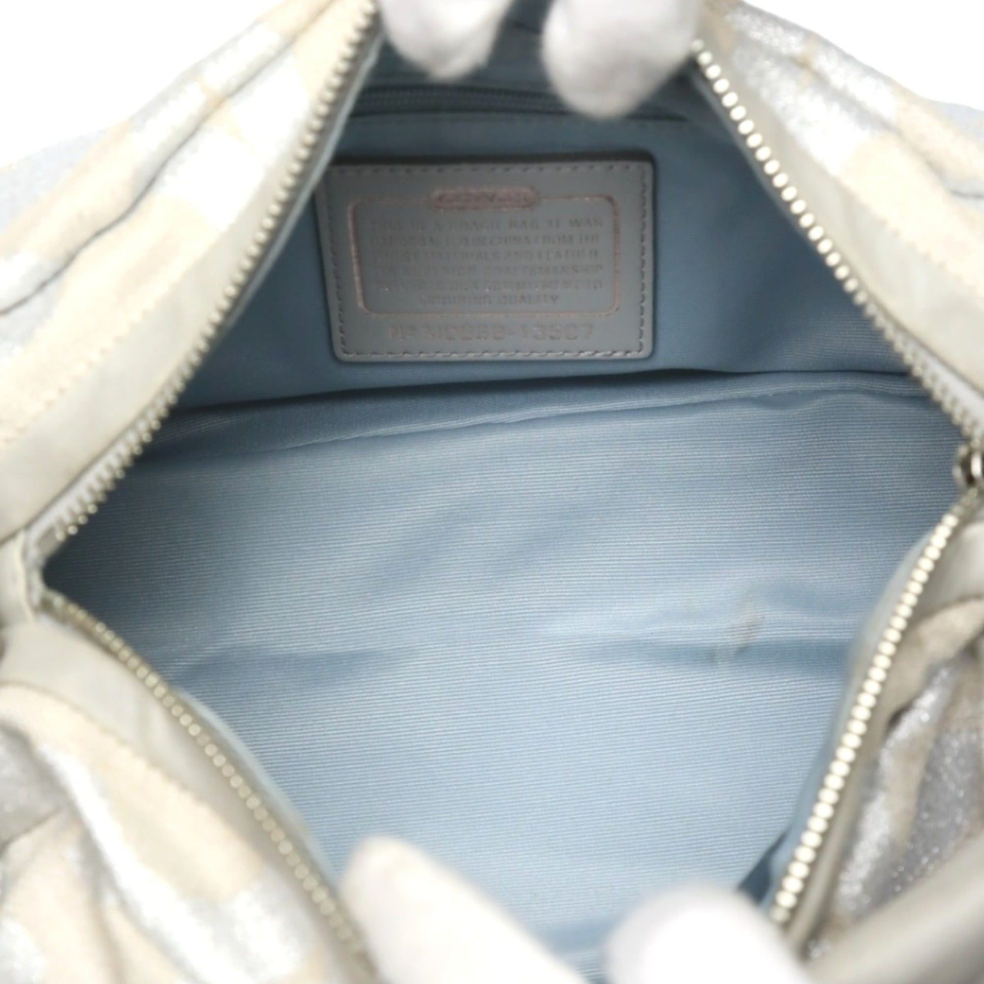 Coach Coach Op Art Glitter Leather One-Shoulder Parka Shoulder Bag 13507 Silver/Gray Size ONE SIZE - 15 Thumbnail