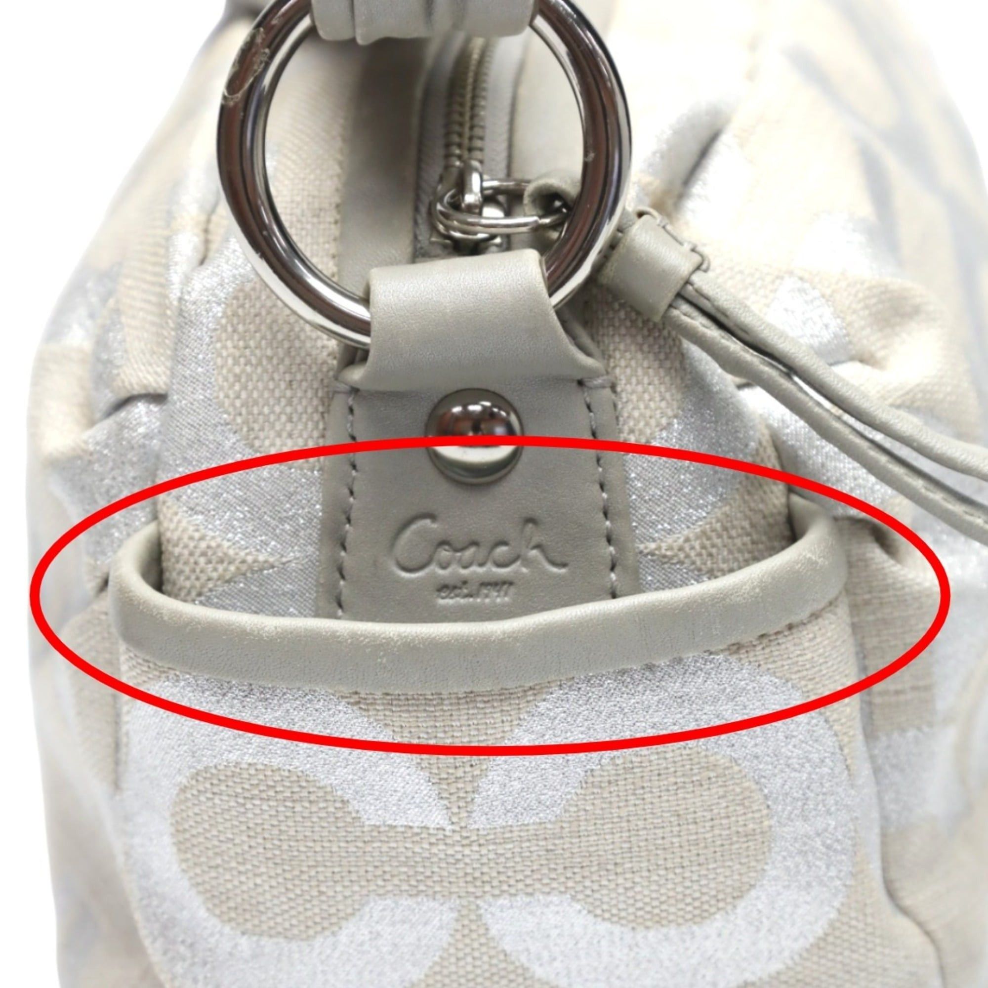 Coach Coach Op Art Glitter Leather One-Shoulder Parka Shoulder Bag 13507 Silver/Gray Size ONE SIZE - 13 Thumbnail