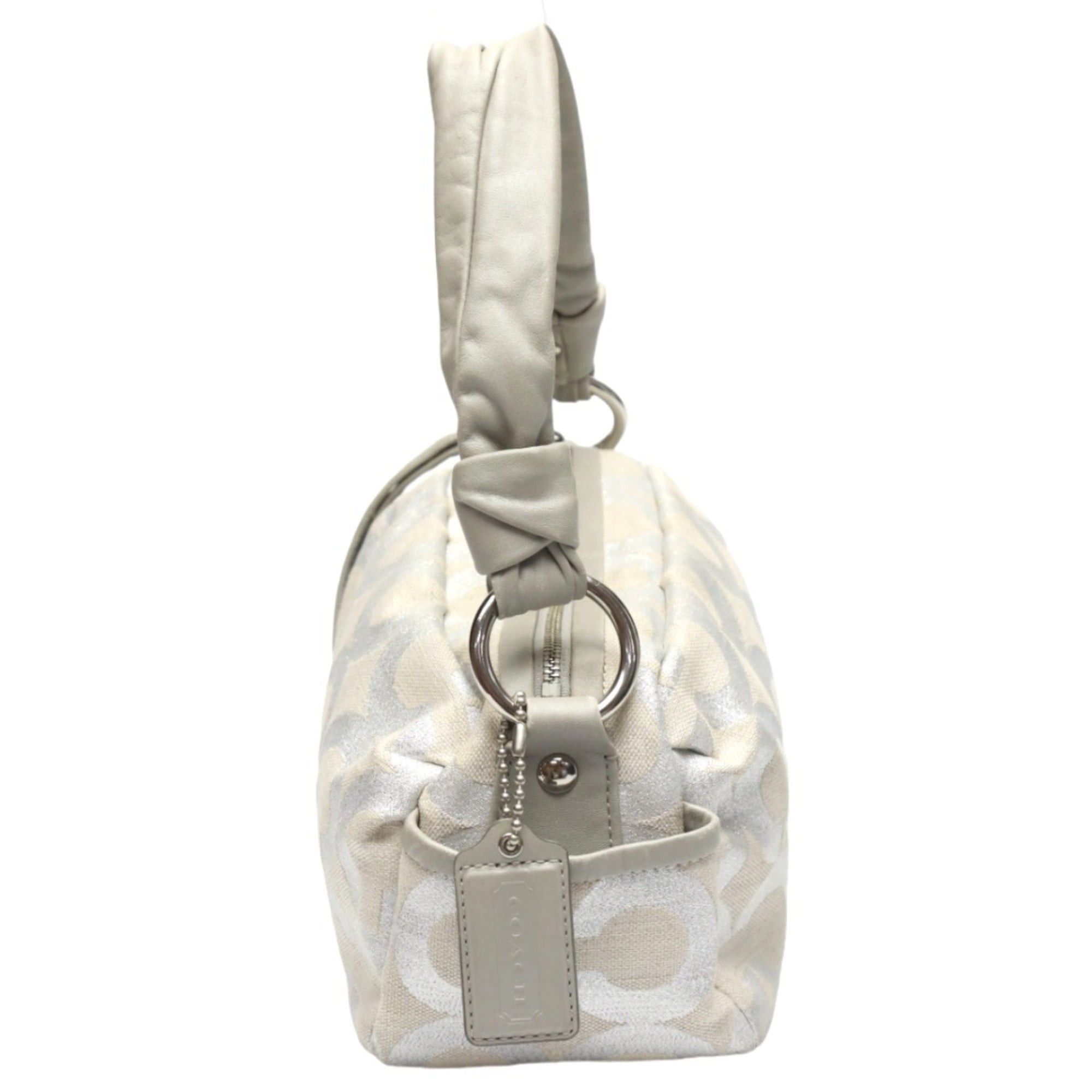 Coach Coach Op Art Glitter Leather One-Shoulder Parka Shoulder Bag 13507 Silver/Gray Size ONE SIZE - 3 Thumbnail