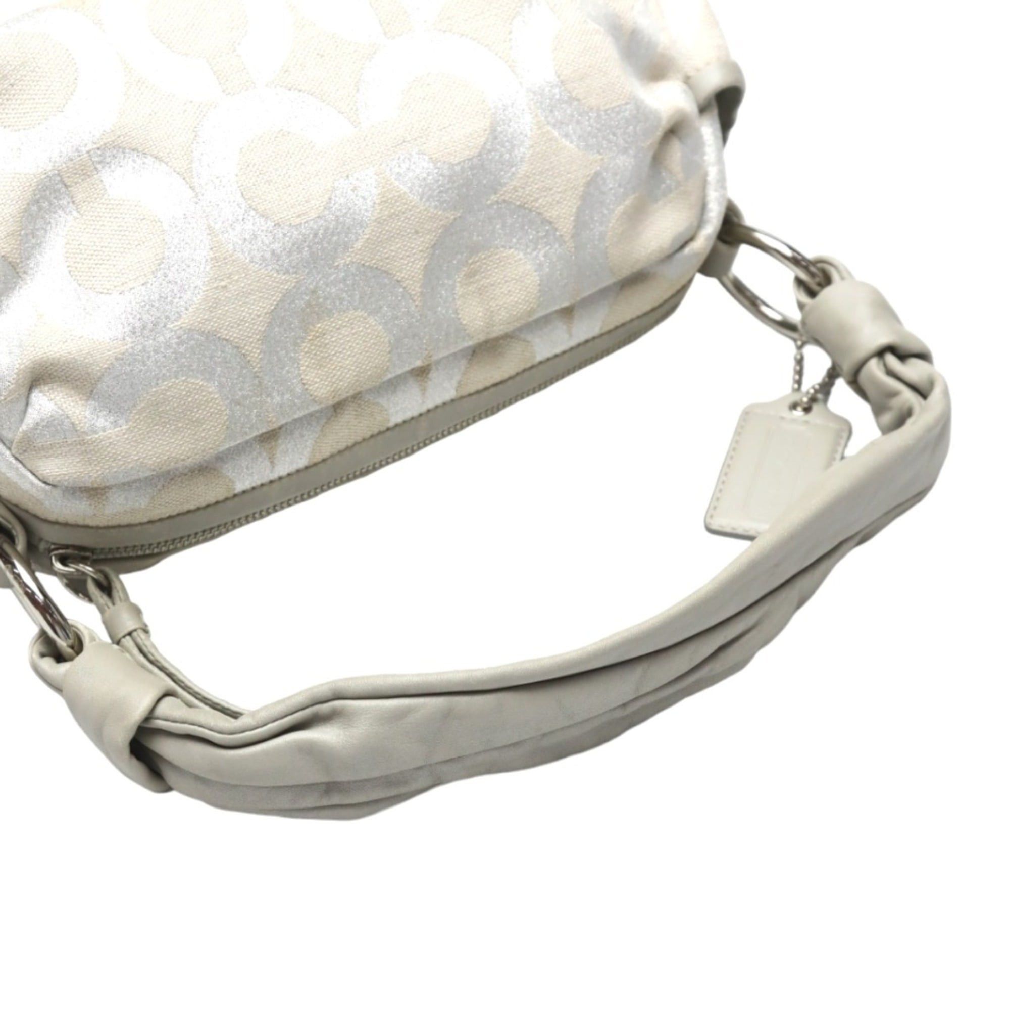 Coach Coach Op Art Glitter Leather One-Shoulder Parka Shoulder Bag 13507 Silver/Gray Size ONE SIZE - 10 Thumbnail