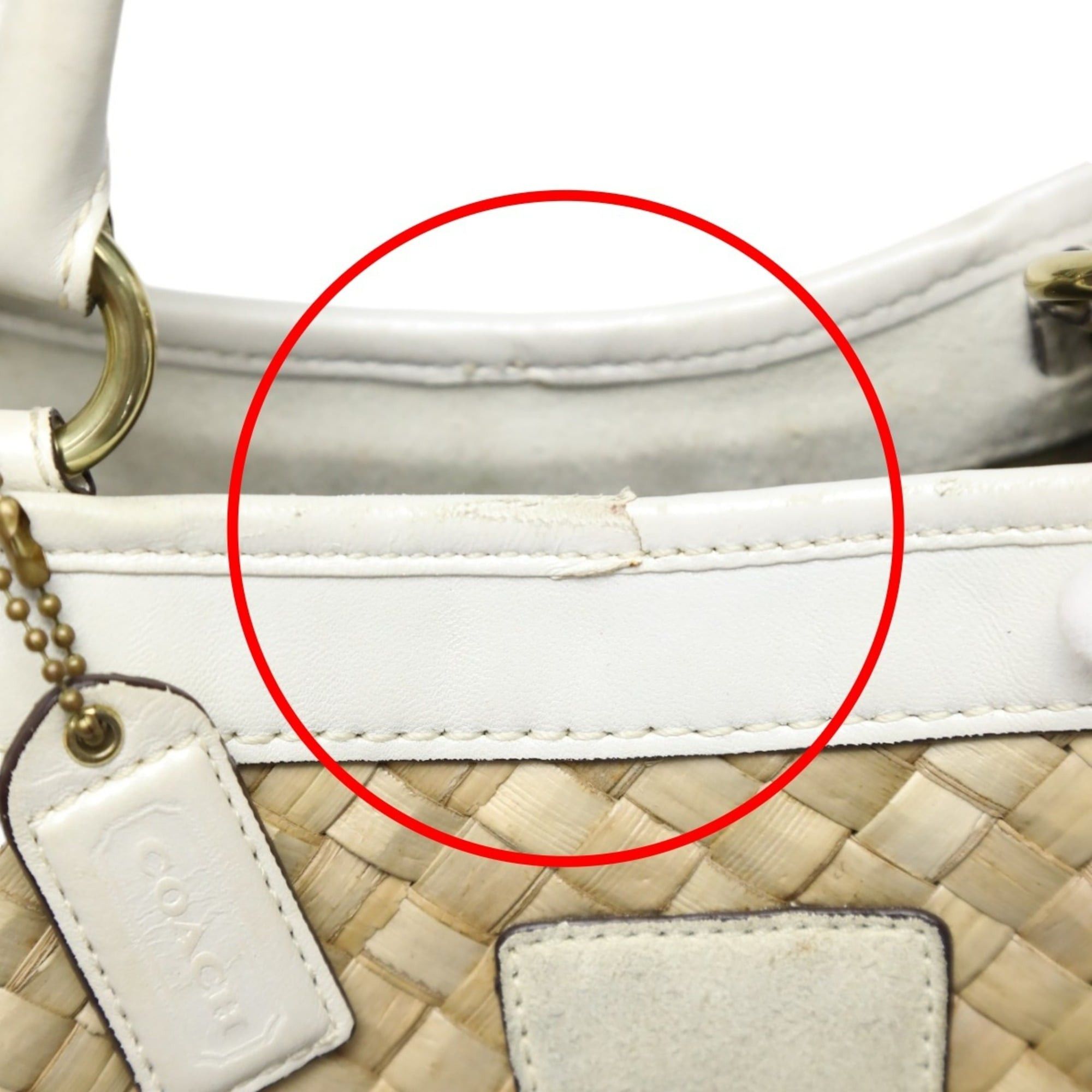 Coach Coach 4419 Leather Handbag, Tote Bag, Basket White/Natural Size ONE SIZE - 10 Thumbnail