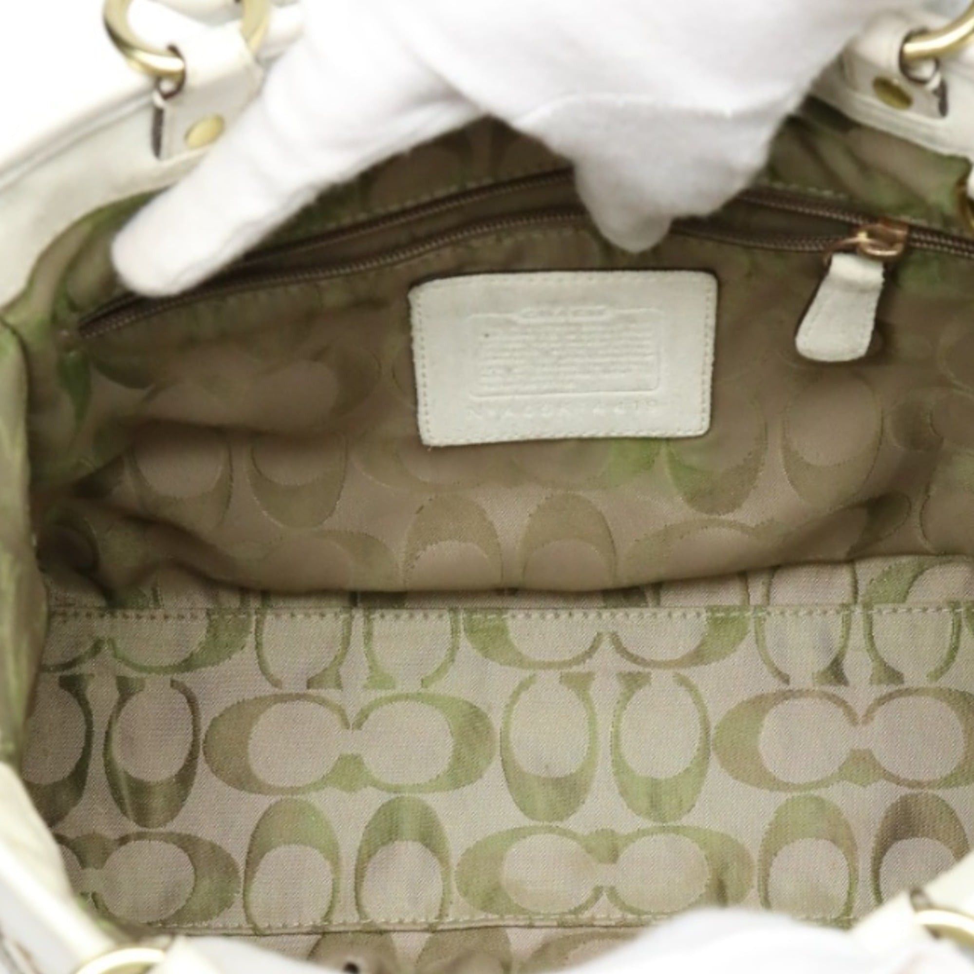 Coach Coach 4419 Leather Handbag, Tote Bag, Basket White/Natural Size ONE SIZE - 17 Thumbnail