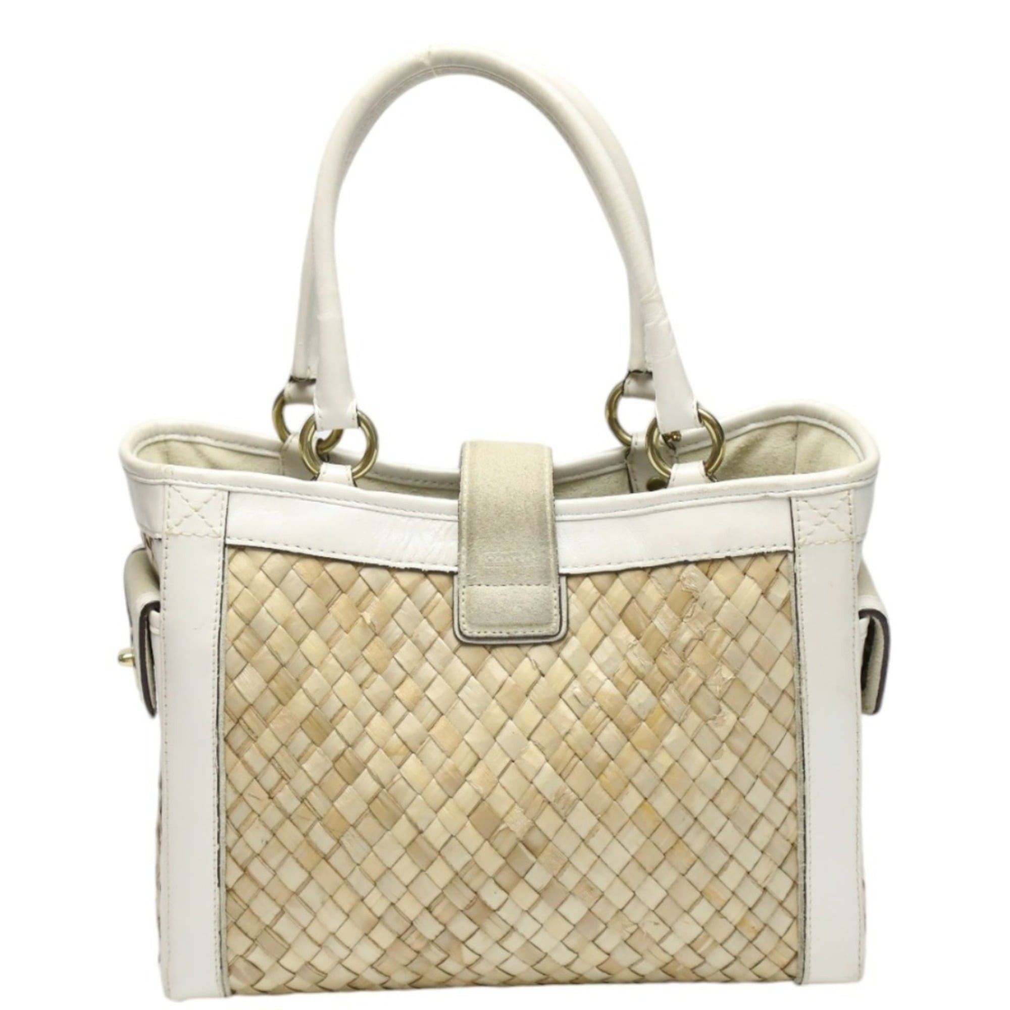 Coach Coach 4419 Leather Handbag, Tote Bag, Basket White/Natural Size ONE SIZE - 2 Thumbnail