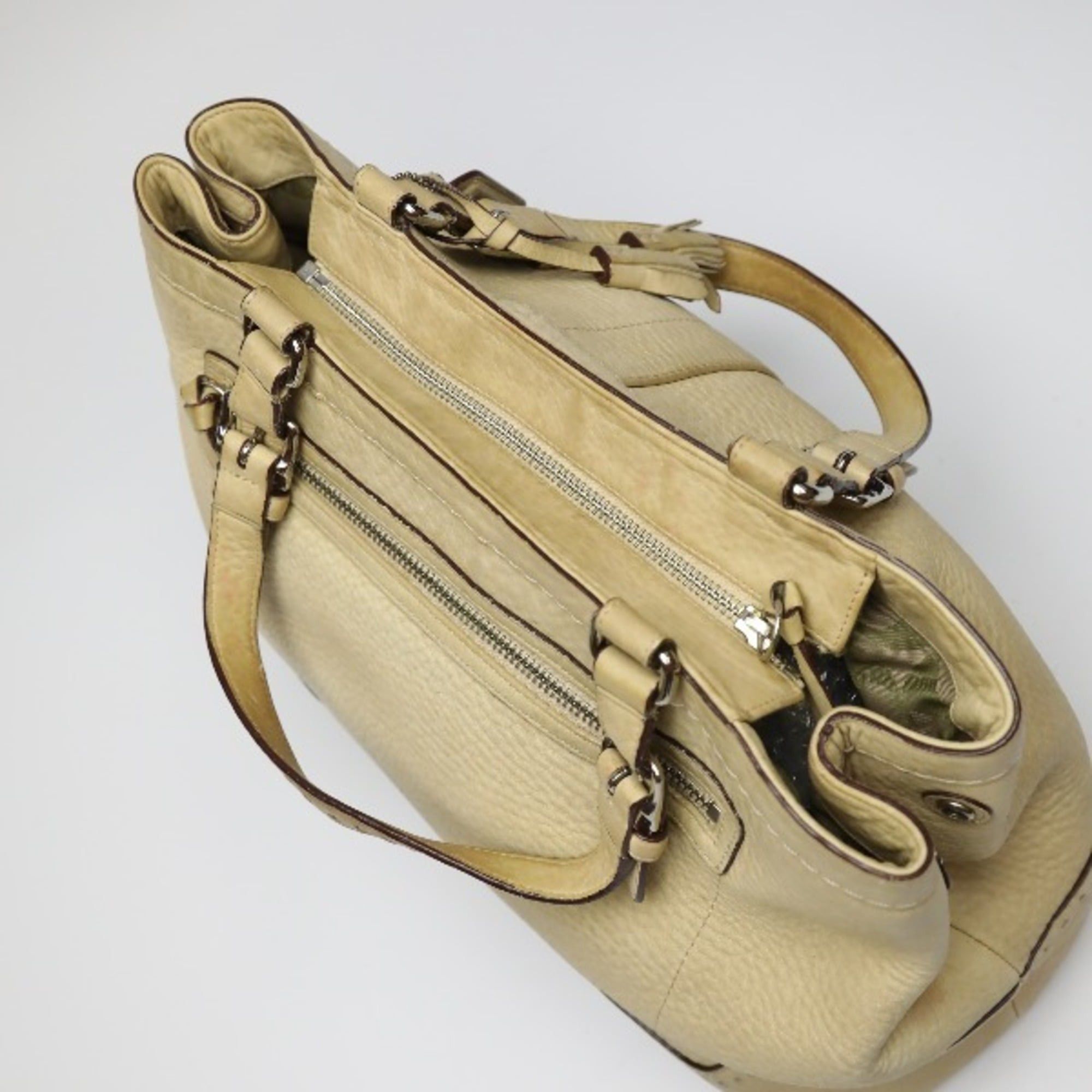 Coach Coach 5056 Beige Leather Tote Bag Handbag Size ONE SIZE - 12 Thumbnail
