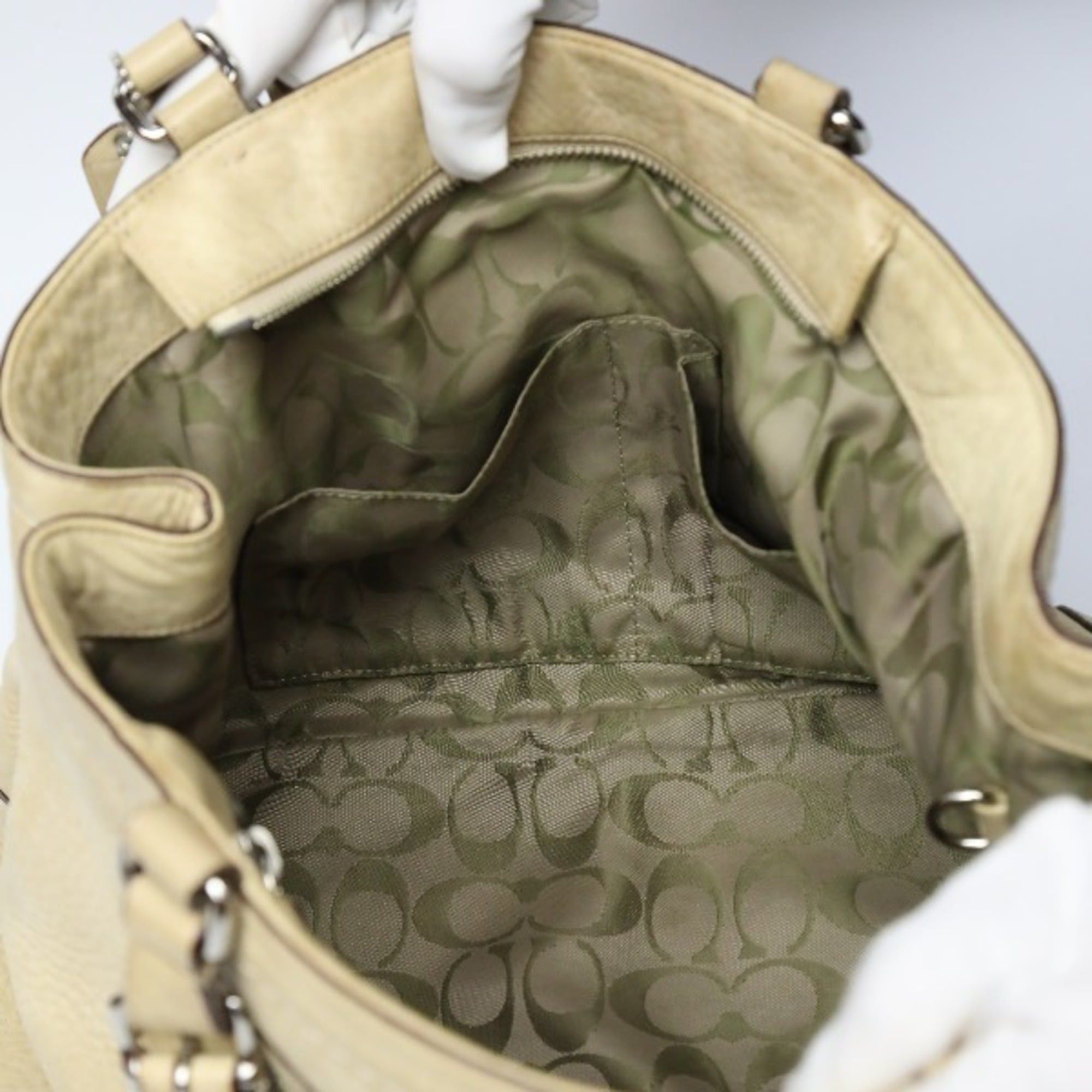 Coach Coach 5056 Beige Leather Tote Bag Handbag Size ONE SIZE - 15 Thumbnail