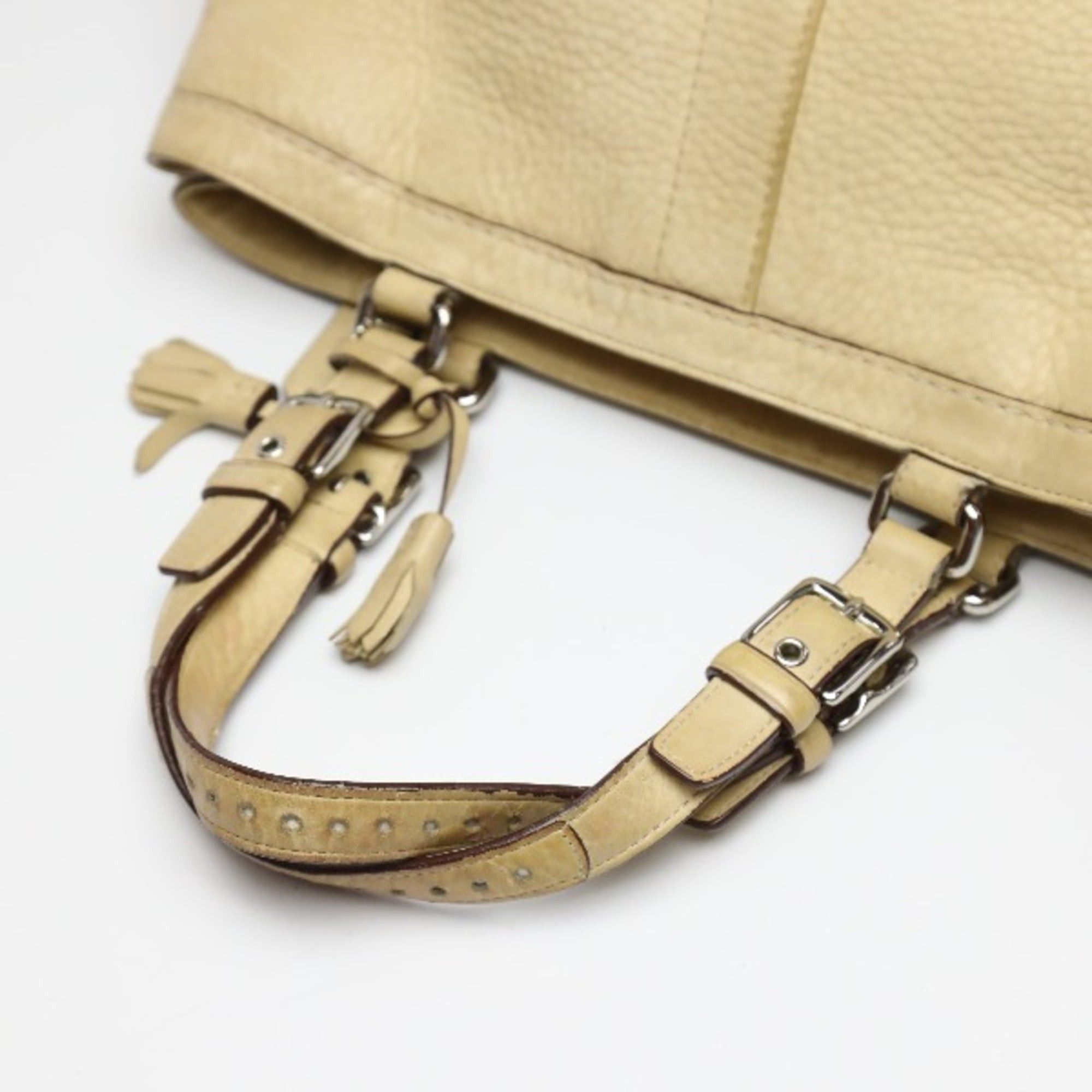 Coach Coach 5056 Beige Leather Tote Bag Handbag Size ONE SIZE - 13 Thumbnail
