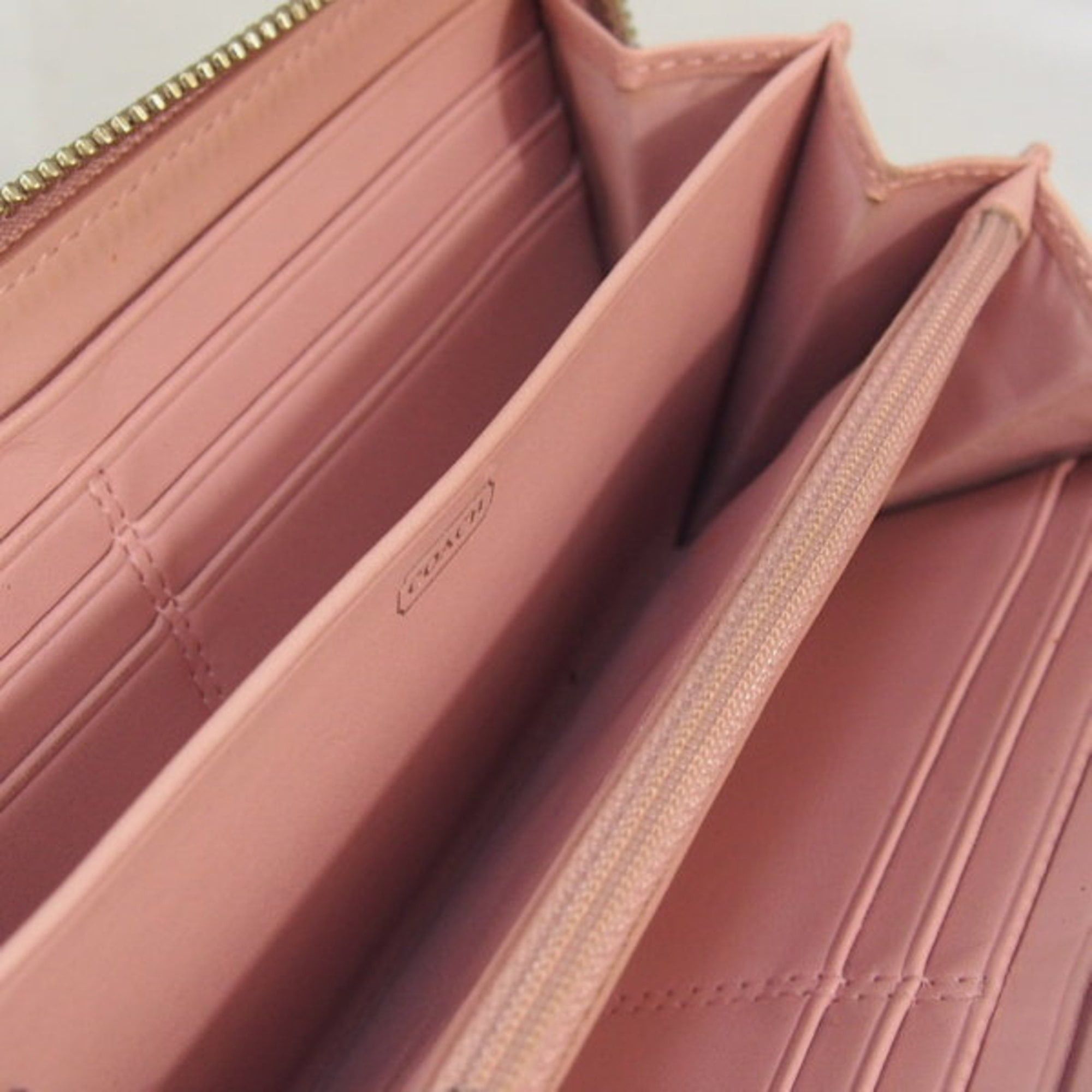 Coach Coach long wallet, round zipper, canvas, beige and pink Size ONE SIZE - 7 Thumbnail