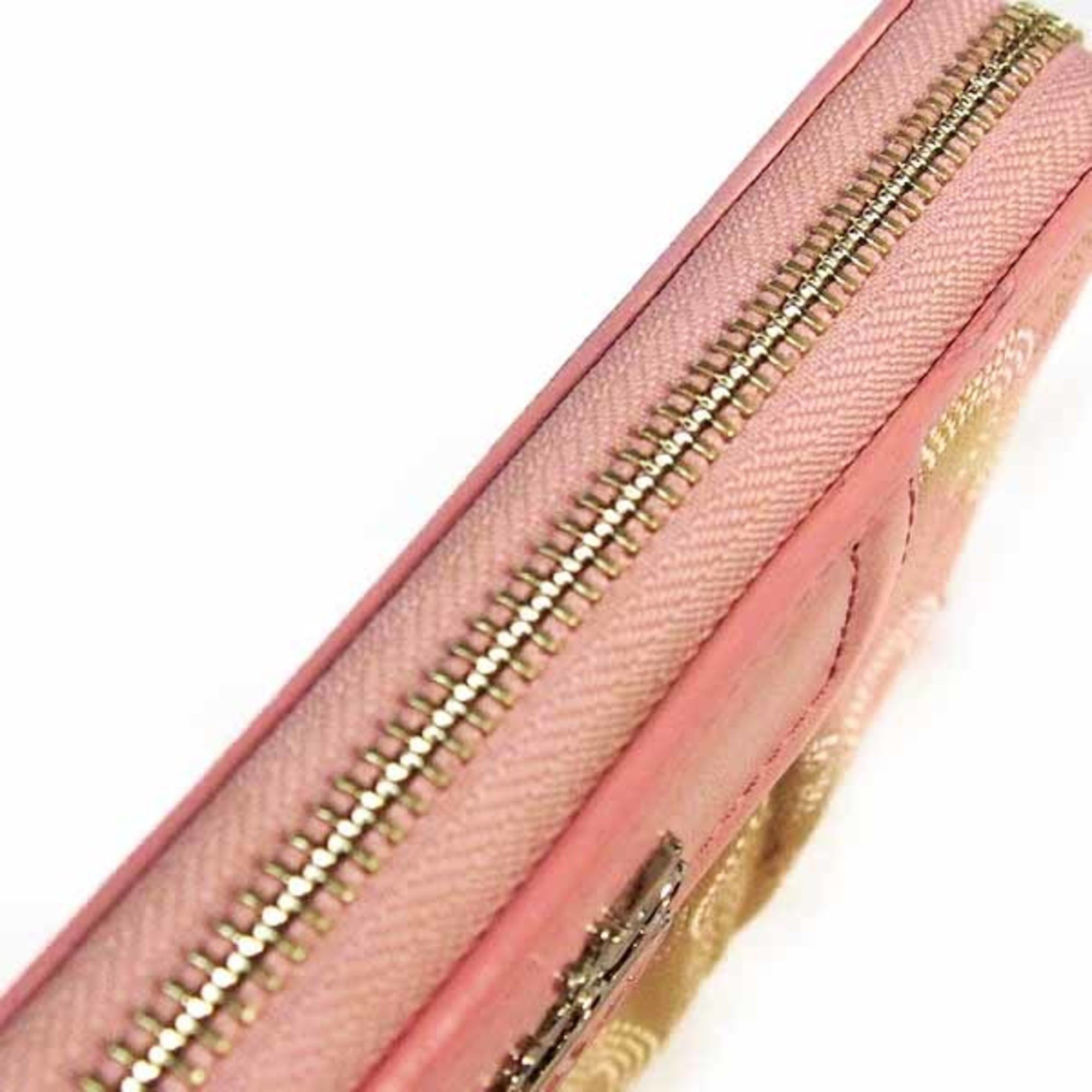 Coach Coach long wallet, round zipper, canvas, beige and pink Size ONE SIZE - 5 Thumbnail
