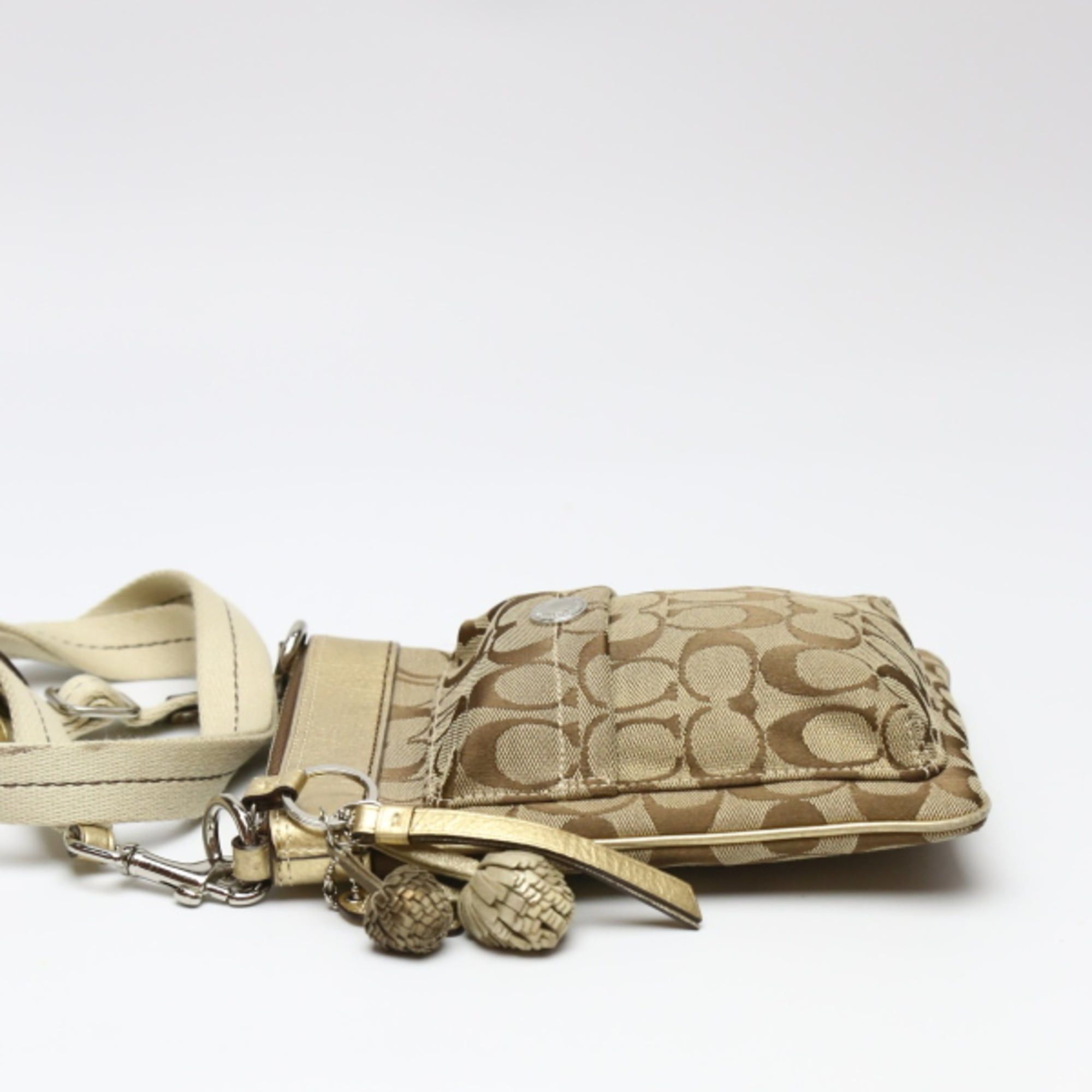 Coach Coach Swing Bag Signature Leather Shoulder Bag, 7082, Brown and Gold Size ONE SIZE - 3 Thumbnail