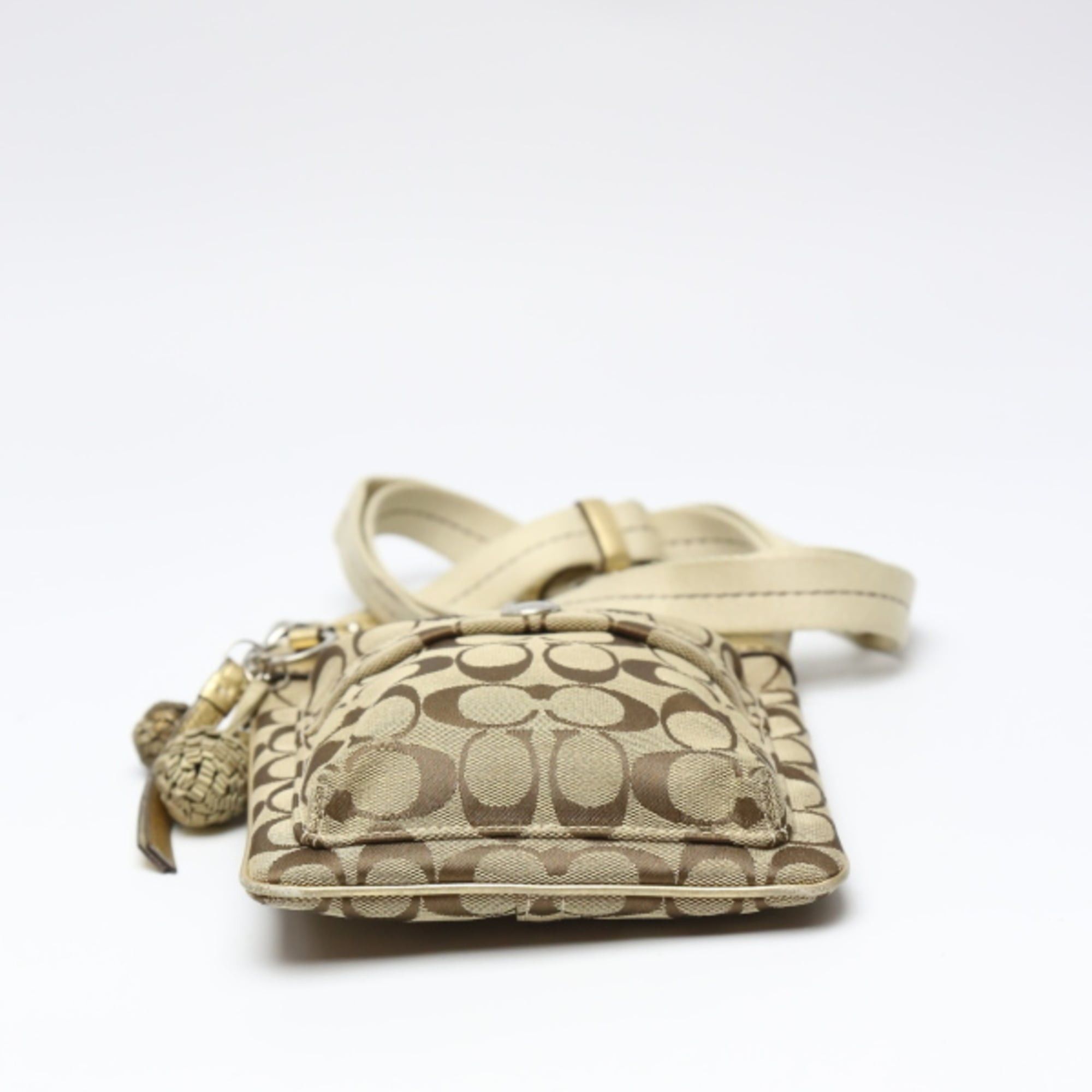 Coach Coach Swing Bag Signature Leather Shoulder Bag, 7082, Brown and Gold Size ONE SIZE - 4 Thumbnail