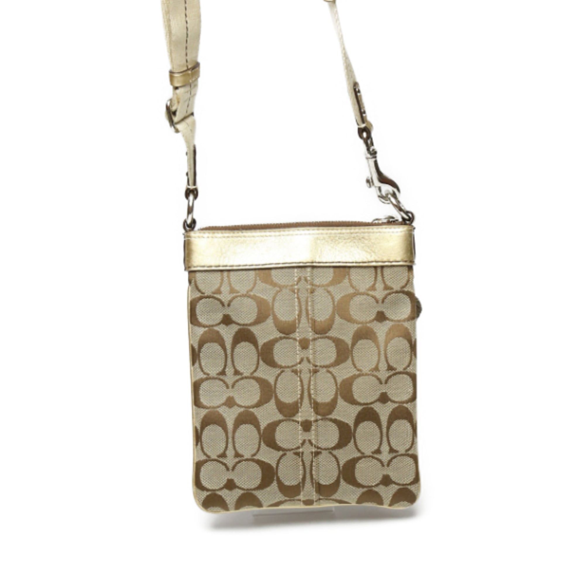 Coach Coach Swing Bag Signature Leather Shoulder Bag, 7082, Brown and Gold Size ONE SIZE - 2 Thumbnail