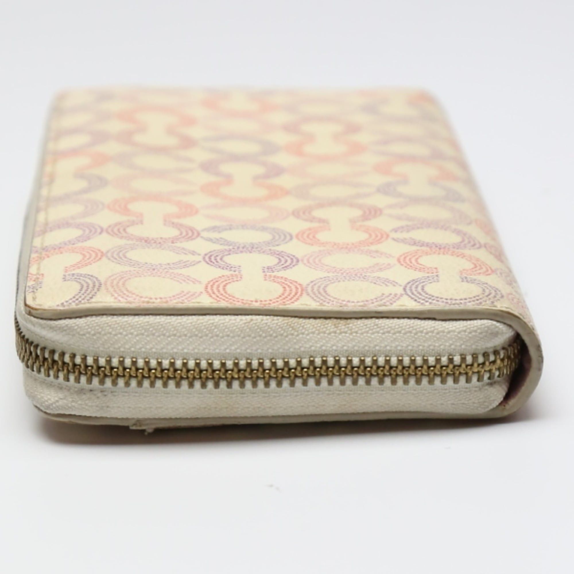 Coach Coach Signature Zip-Around Leather Long Wallet in Beige Size ONE SIZE - 4 Thumbnail