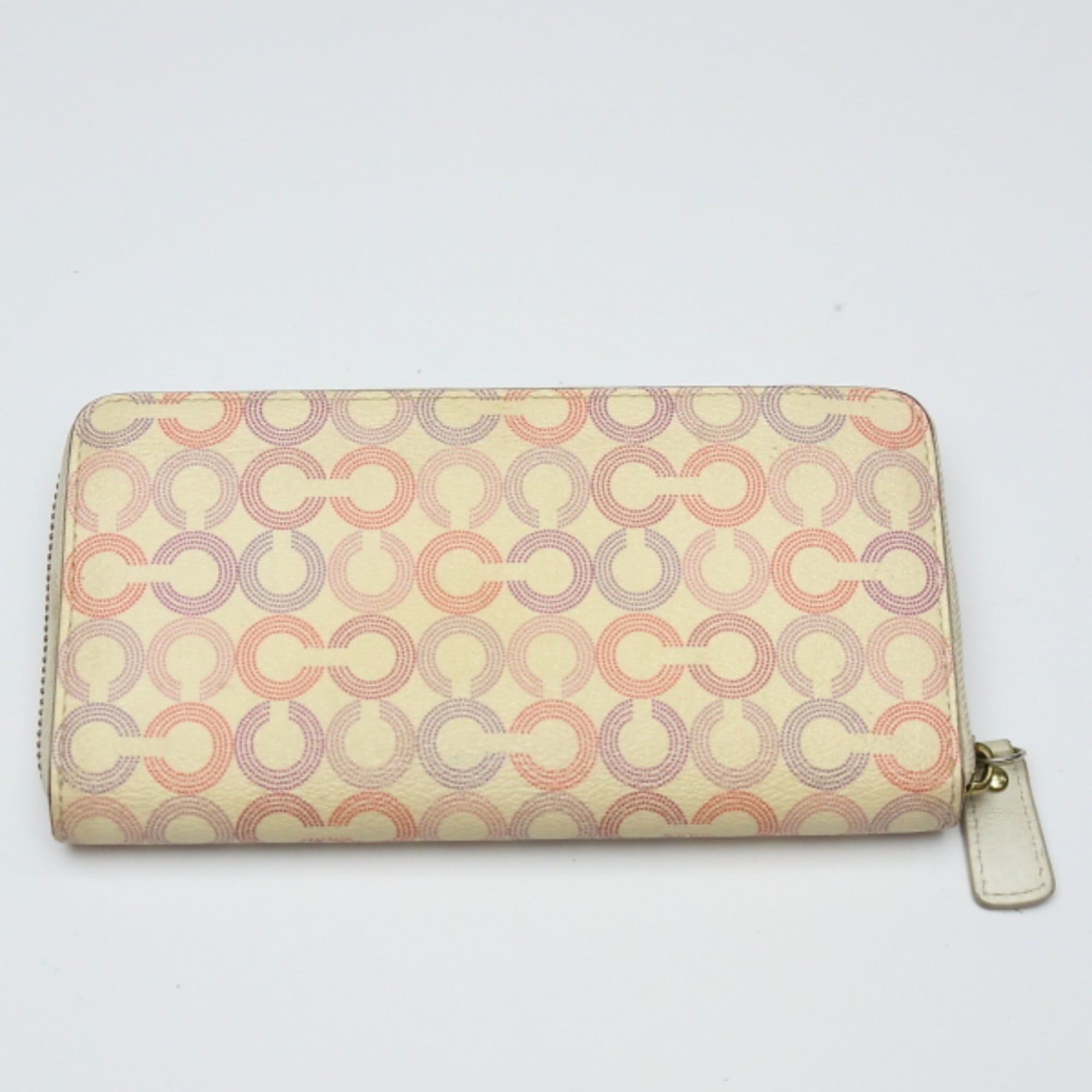 Coach Coach Signature Zip-Around Leather Long Wallet in Beige Size ONE SIZE - 2 Thumbnail
