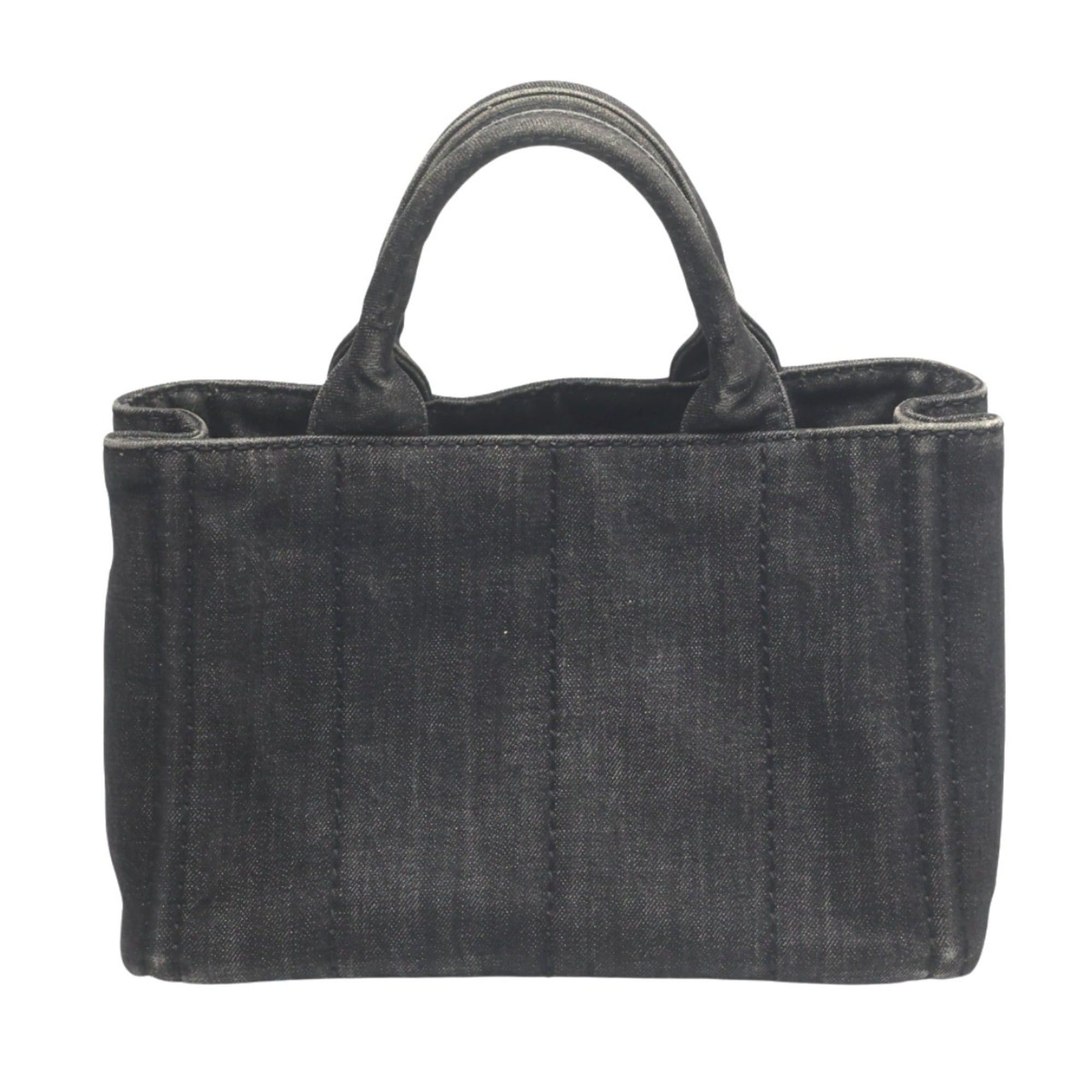 Prada Prada 2-Way Denim Canapa Tote Bag, B2439G, Black Size ONE SIZE - 2 Thumbnail