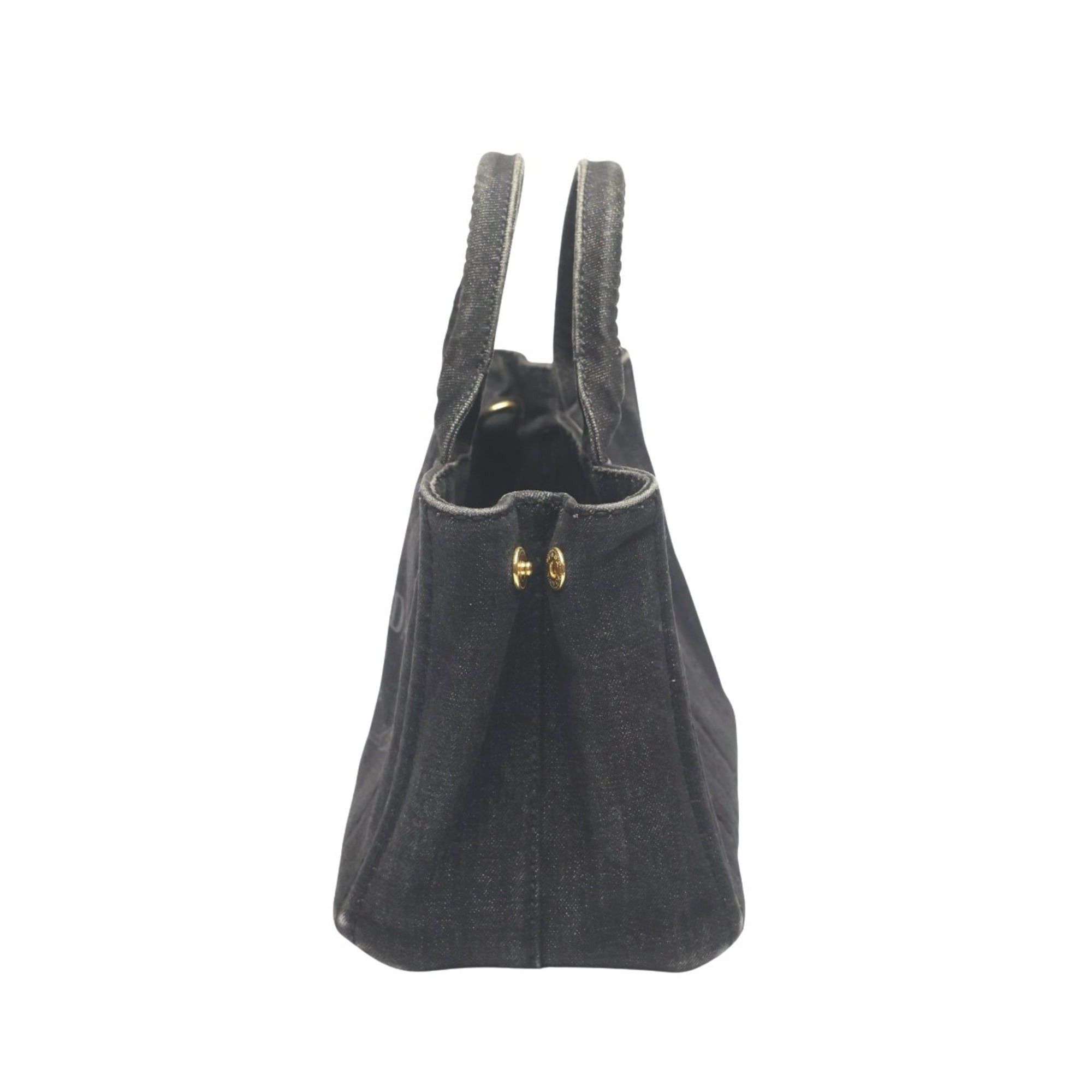 Prada Prada 2-Way Denim Canapa Tote Bag, B2439G, Black Size ONE SIZE - 4 Thumbnail