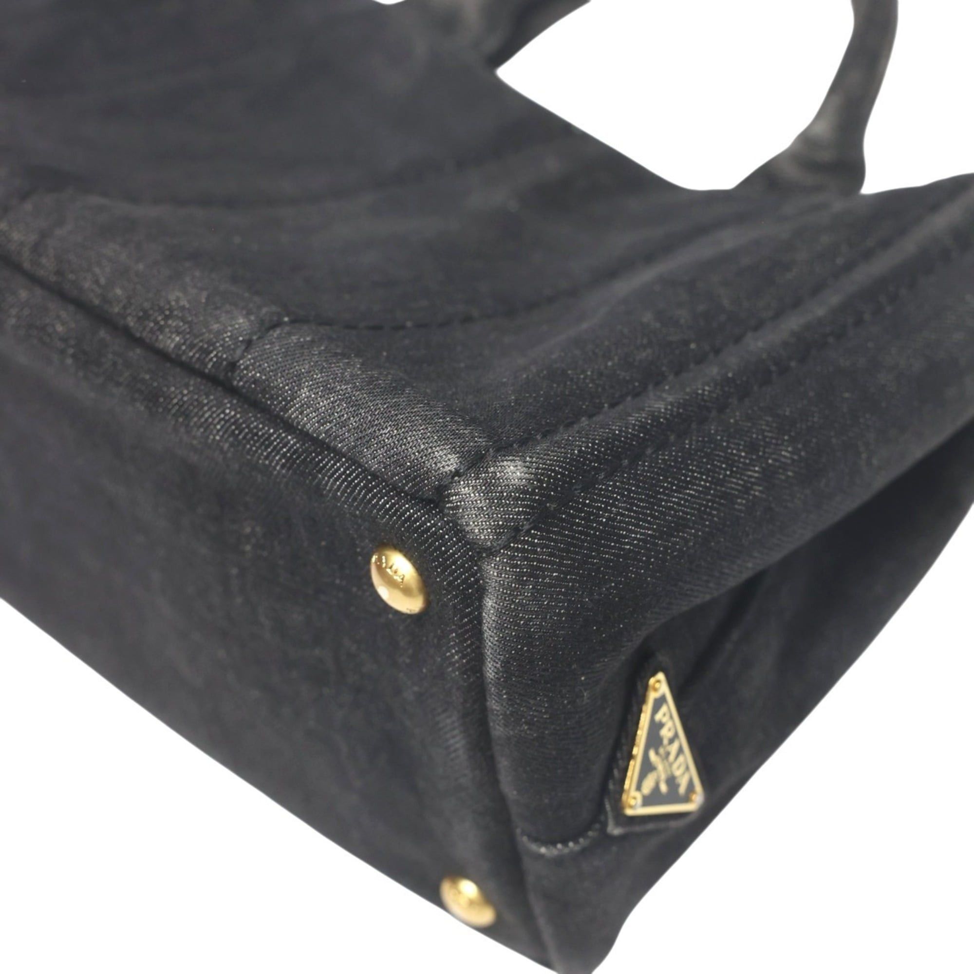 Prada Prada 2-Way Denim Canapa Tote Bag, B2439G, Black Size ONE SIZE - 9 Thumbnail