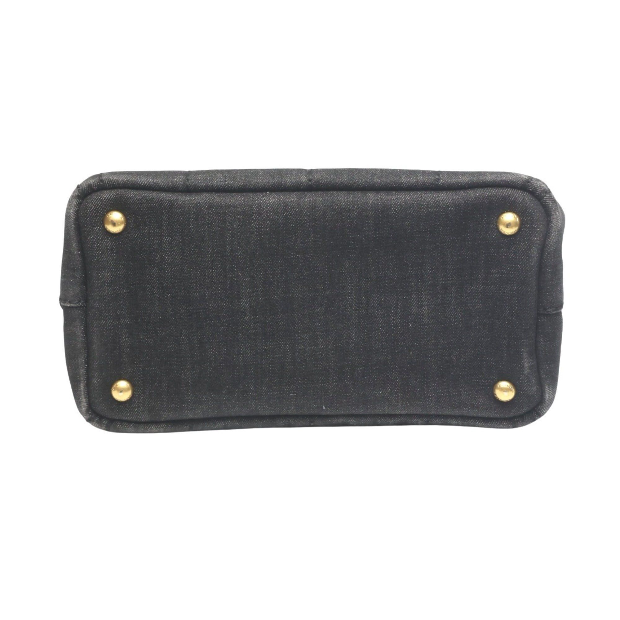 Prada Prada 2-Way Denim Canapa Tote Bag, B2439G, Black Size ONE SIZE - 5 Thumbnail