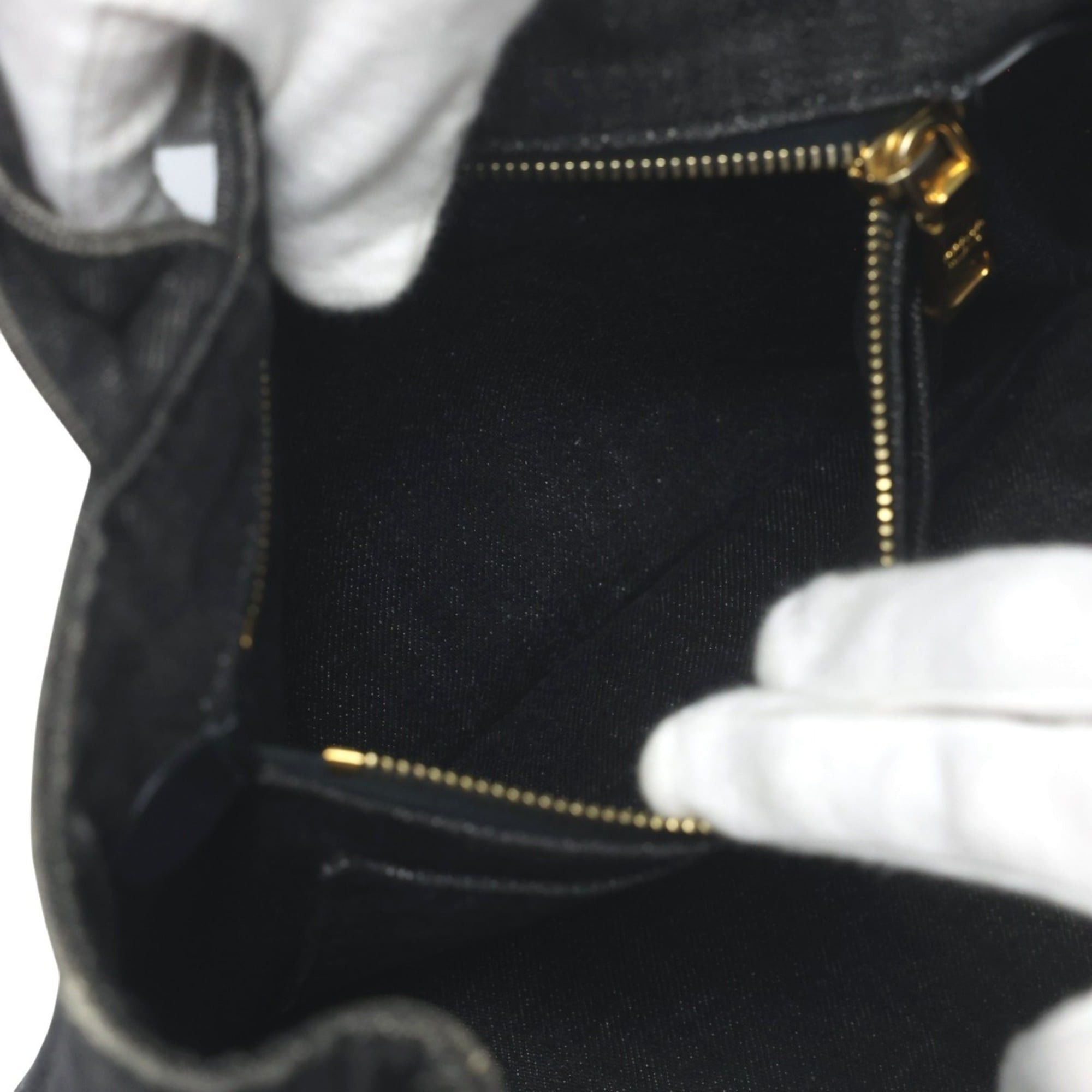 Prada Prada 2-Way Denim Canapa Tote Bag, B2439G, Black Size ONE SIZE - 17 Thumbnail