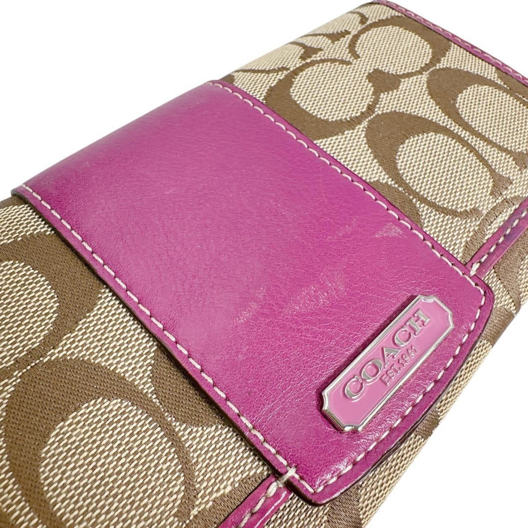 Coach Coach Signature Canvas Long Wallet 43412 Brown and Purple Size ONE SIZE - 16 Thumbnail