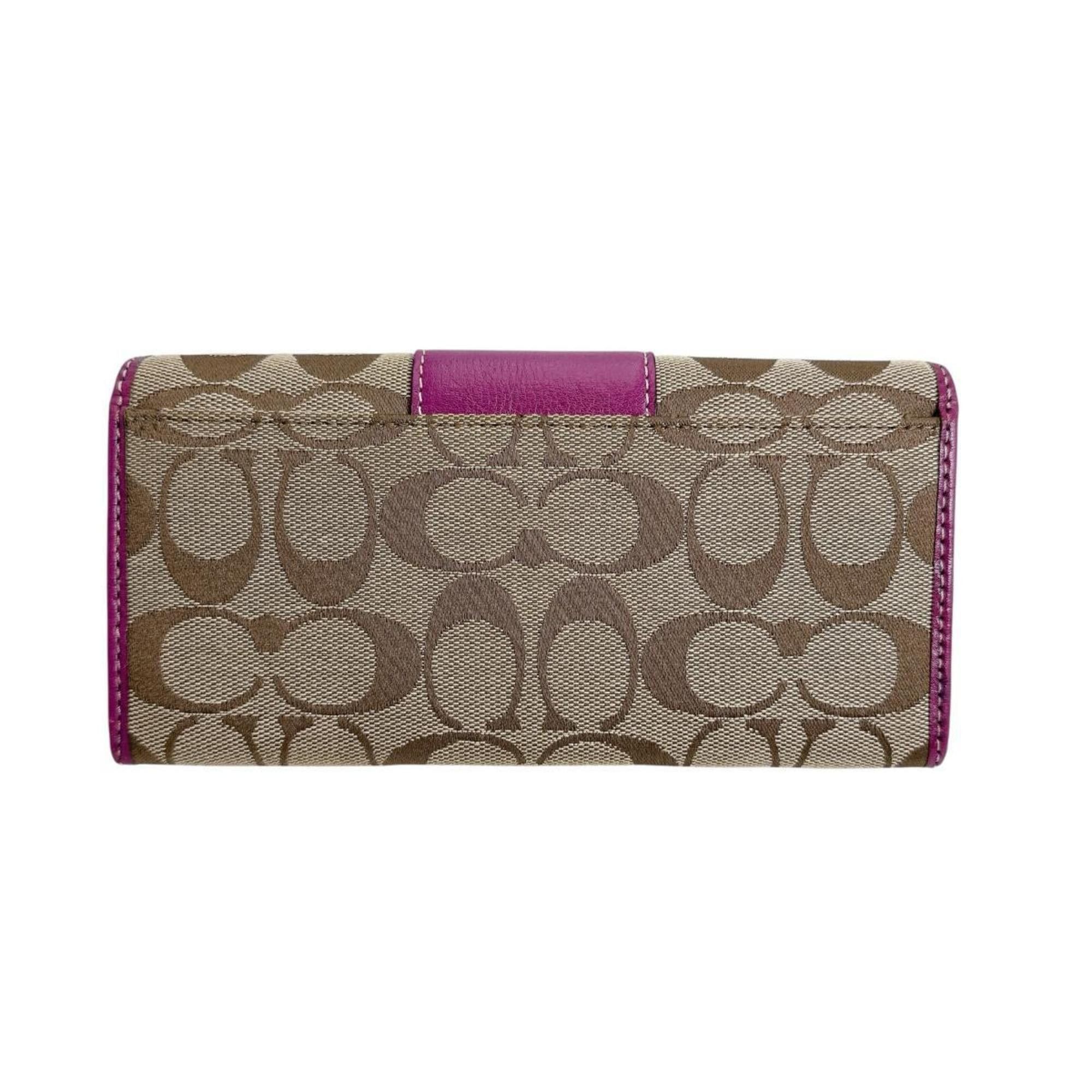 Coach Coach Signature Canvas Long Wallet 43412 Brown and Purple Size ONE SIZE - 2 Thumbnail