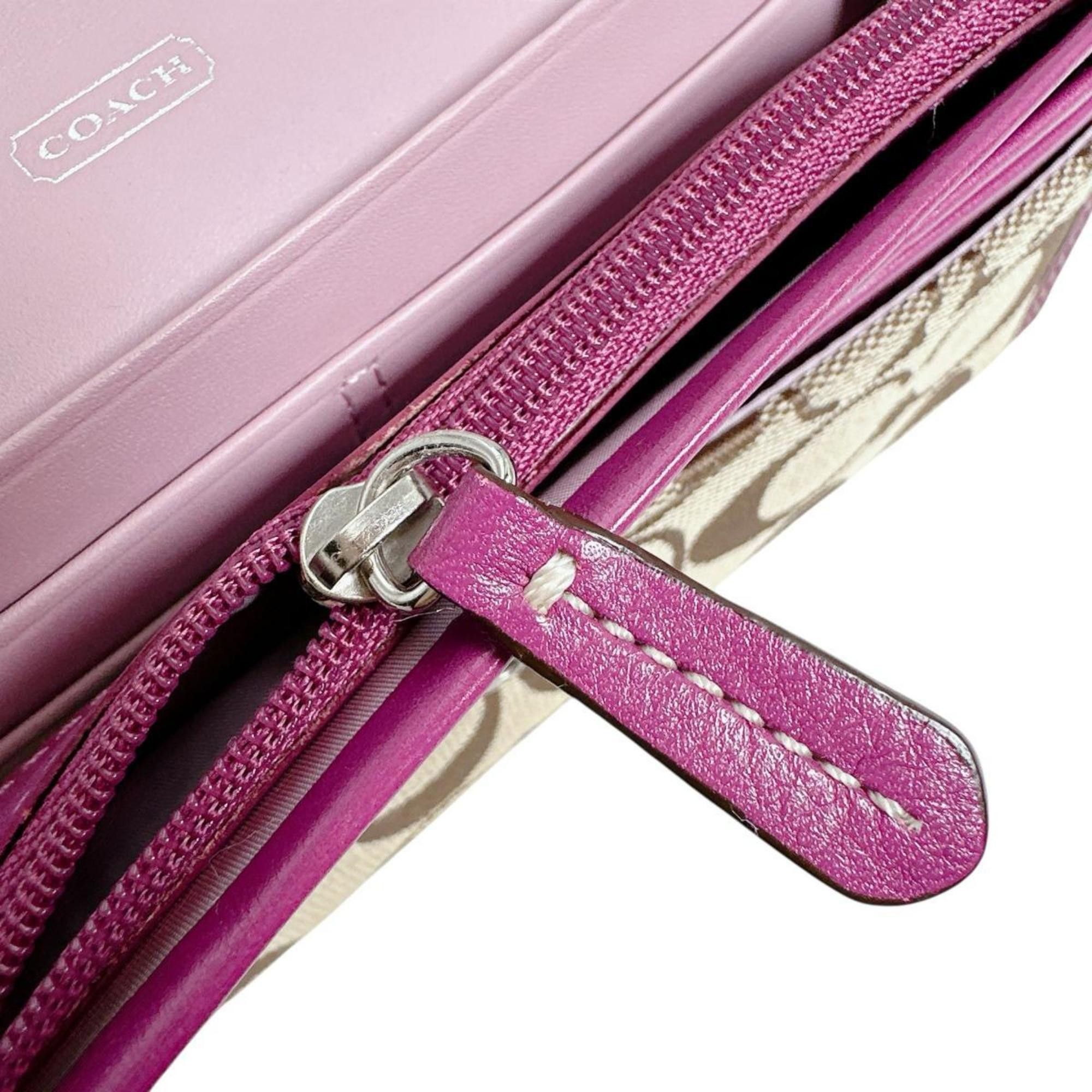 Coach Coach Signature Canvas Long Wallet 43412 Brown and Purple Size ONE SIZE - 15 Thumbnail