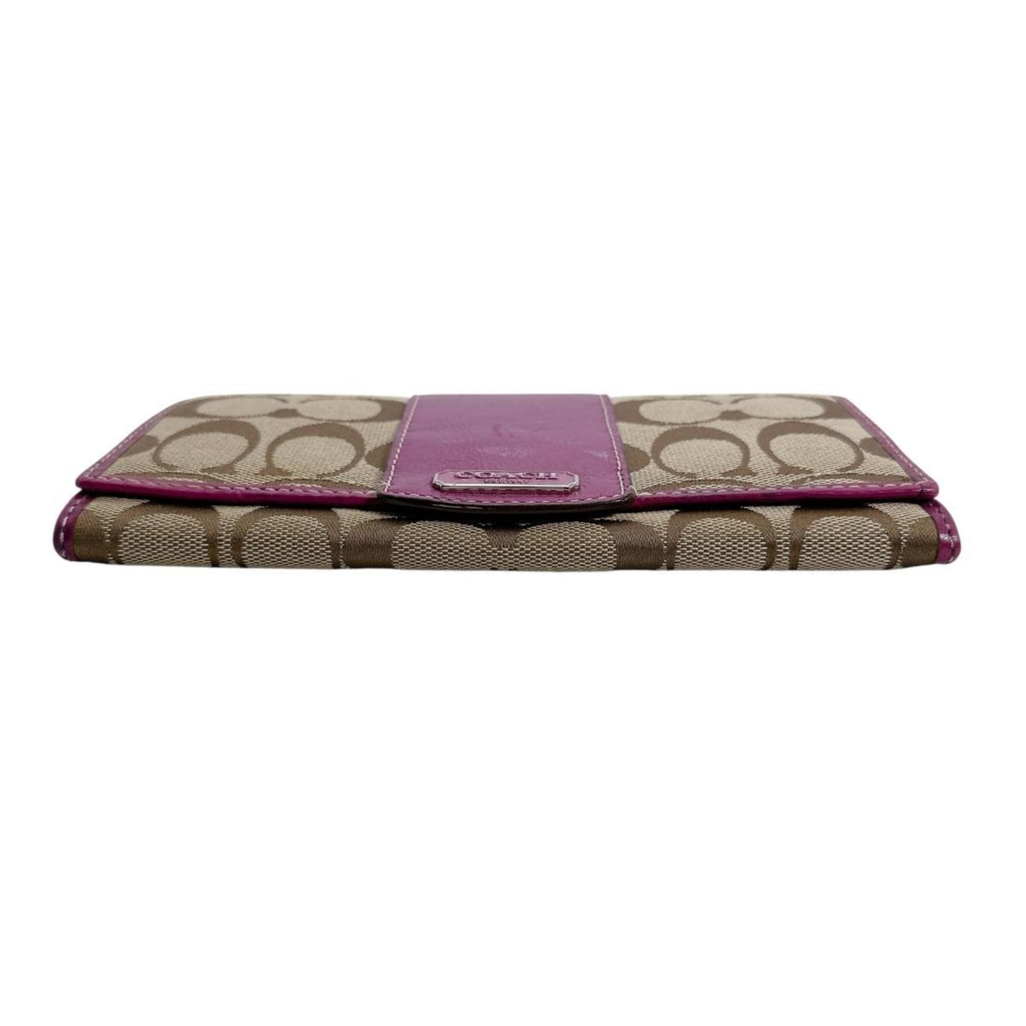 Coach Coach Signature Canvas Long Wallet 43412 Brown and Purple Size ONE SIZE - 3 Thumbnail