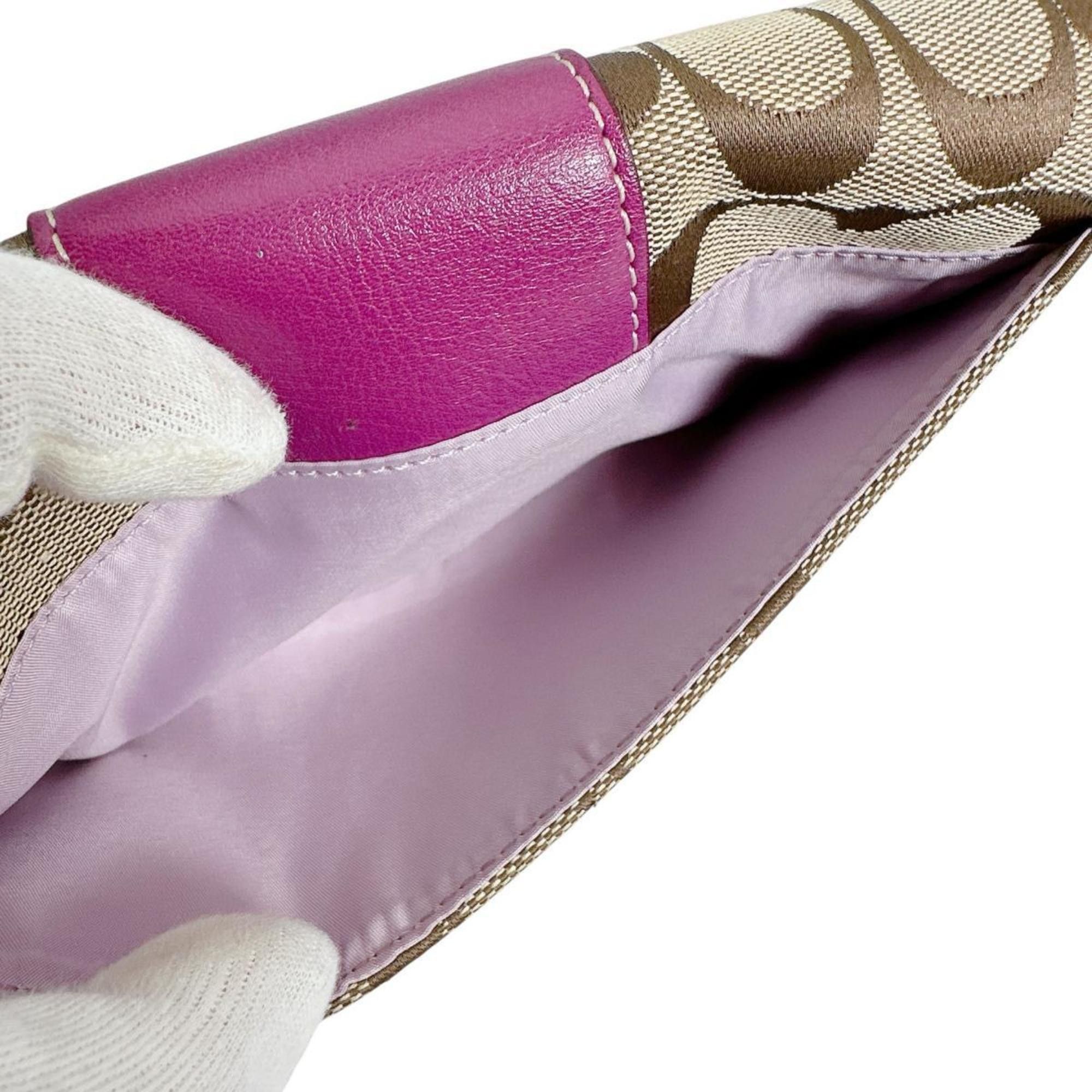 Coach Coach Signature Canvas Long Wallet 43412 Brown and Purple Size ONE SIZE - 12 Thumbnail