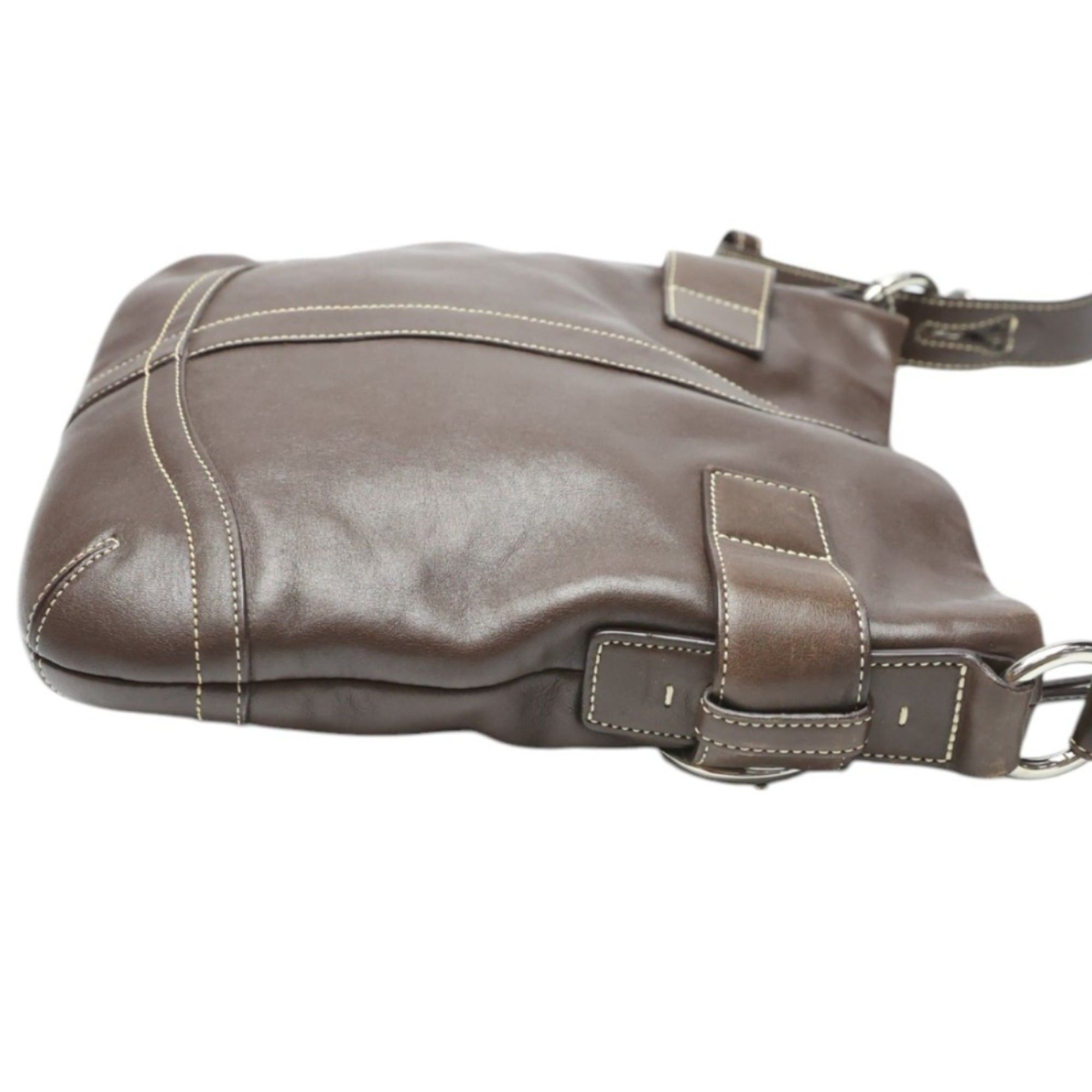 Coach Coach Leather Soft Duffle Shoulder Bag, Crossbody, 1452, Dark Brown Size ONE SIZE - 4 Thumbnail